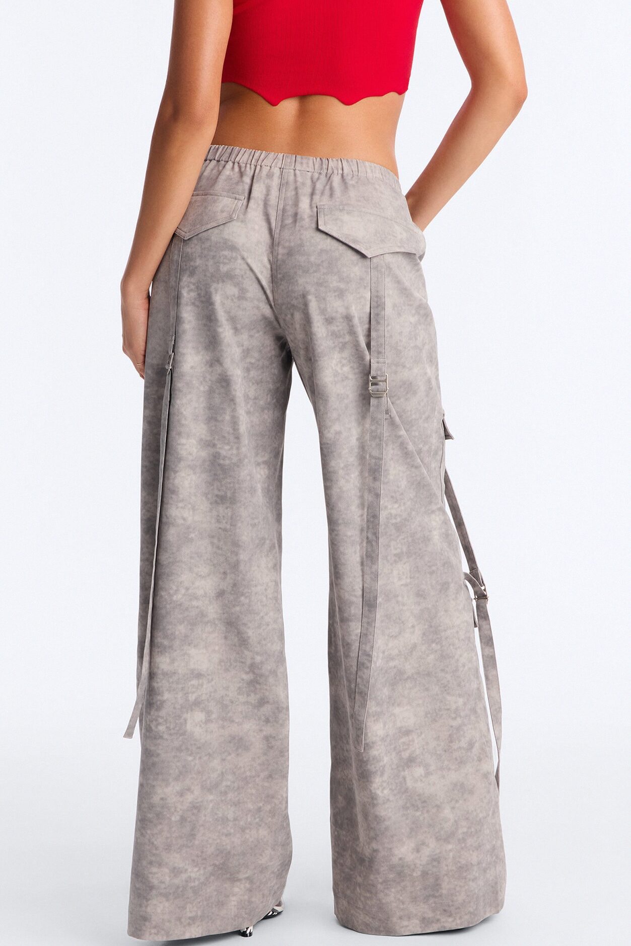 Wyn Low Rise Cargo Wide Leg Pant 34″ - Grey/combo