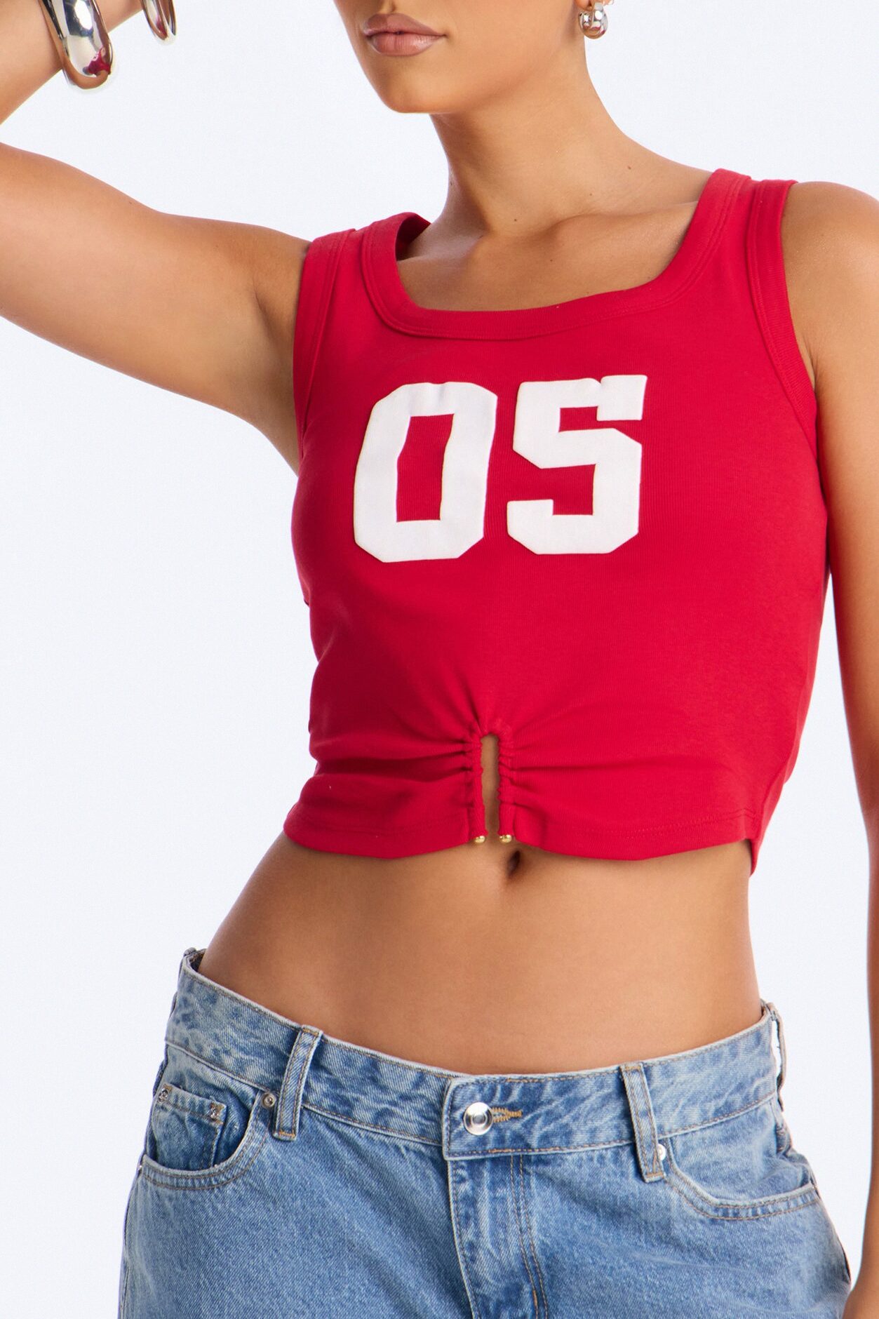 05 Ribbed Tank Top - Red