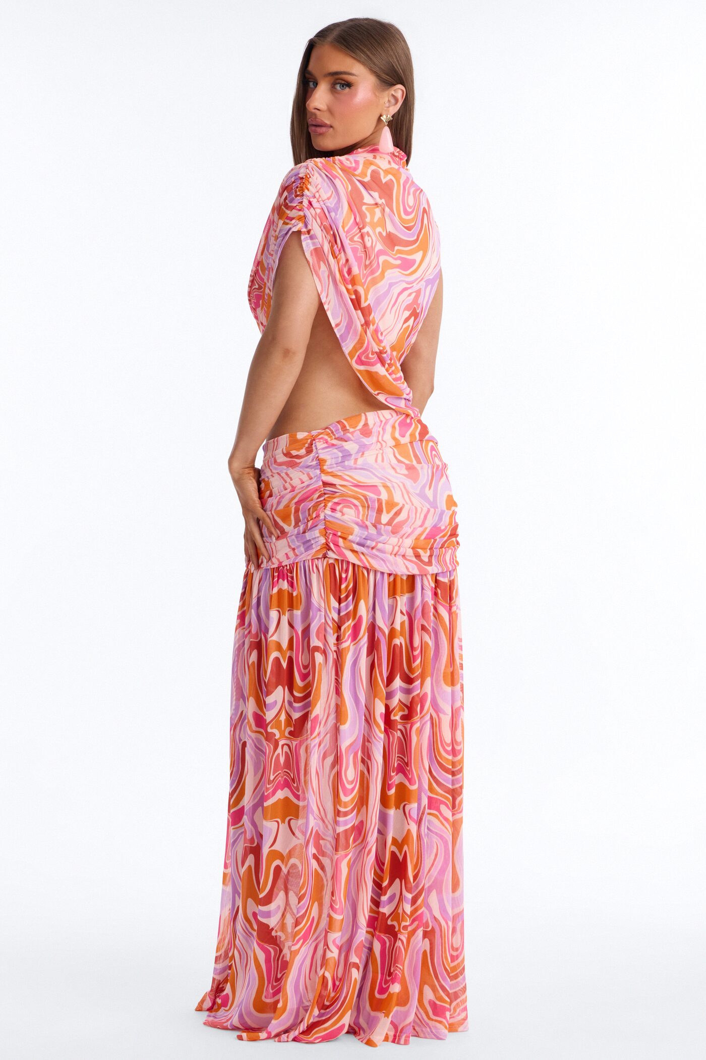 Raina Mesh Maxi Dress - Pink/combo