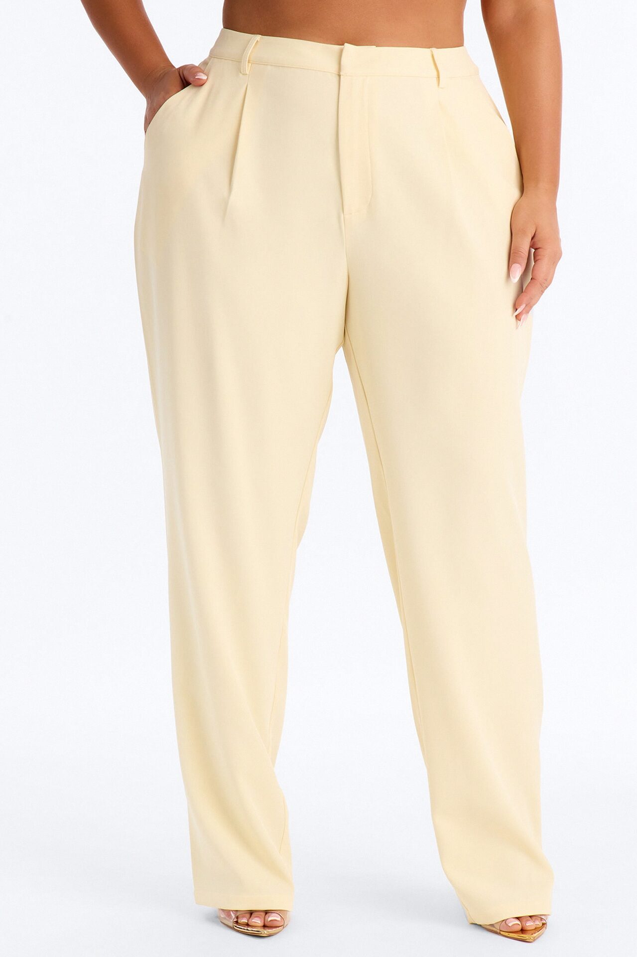 Everything in Order Pleated Straight Leg Trouser - Butter Yellow