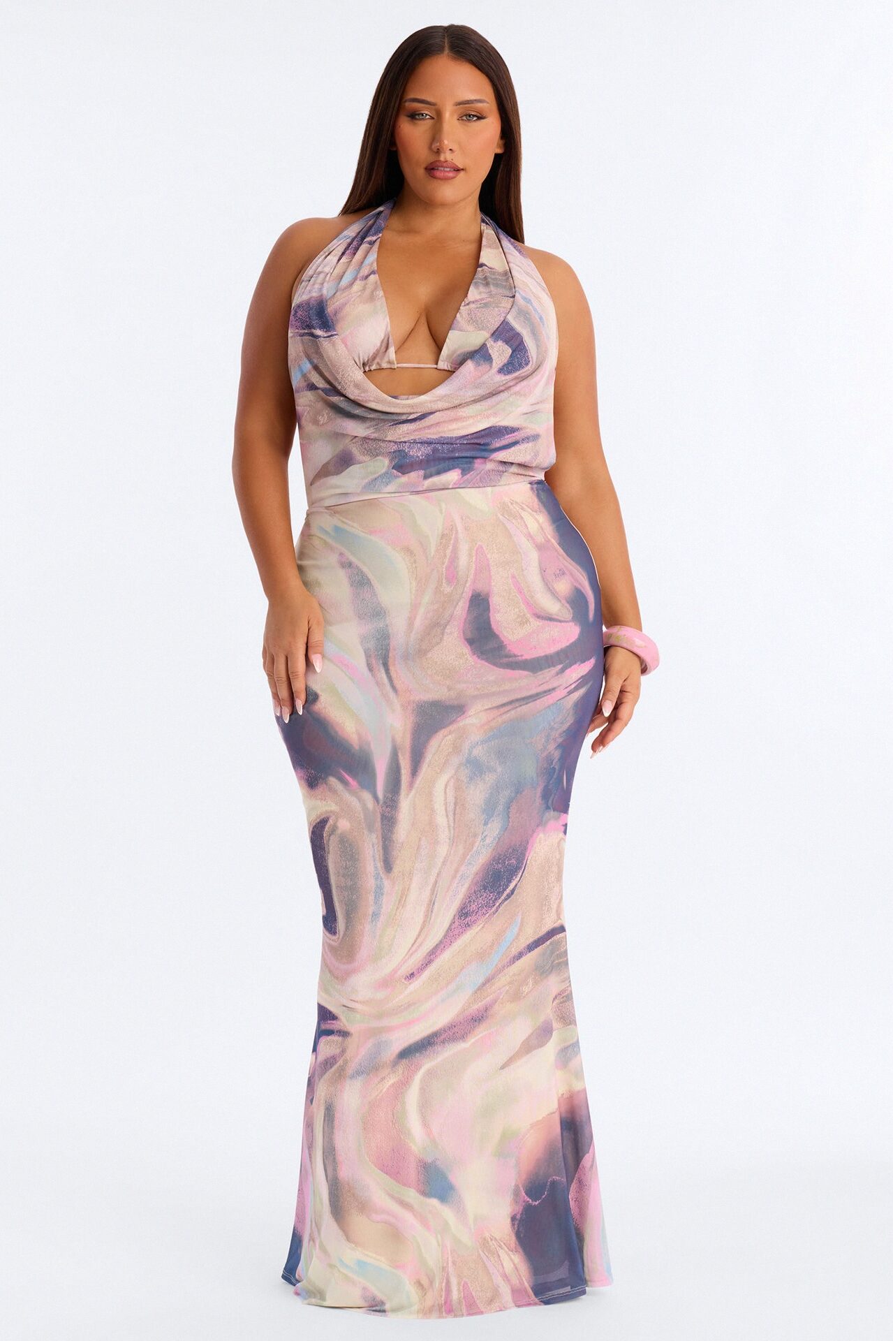 Clara Tie Dye Dresses Mesh Maxi Dress - Multi Color