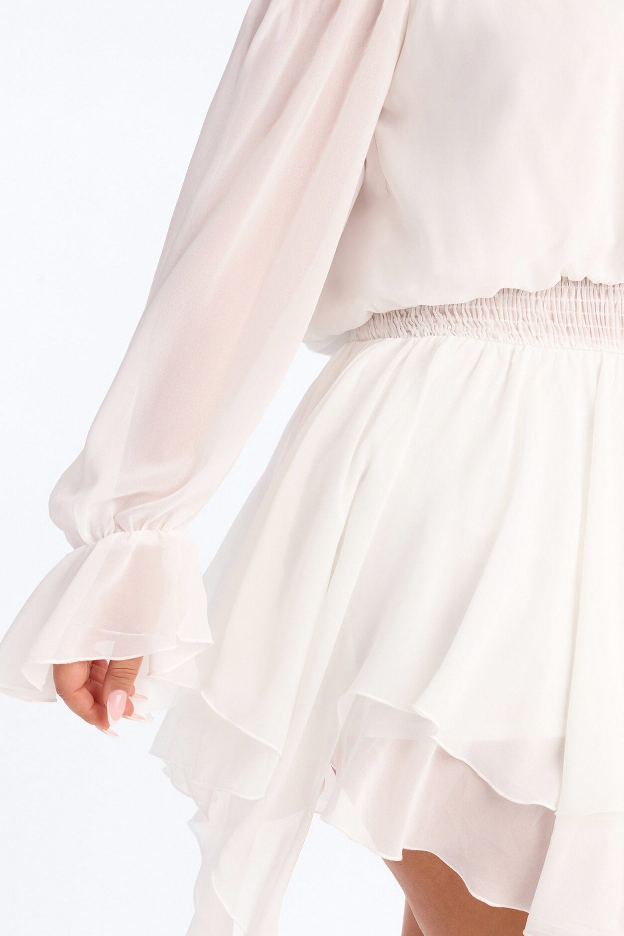 Paulina Ruffle Chiffon Mini Dress - White