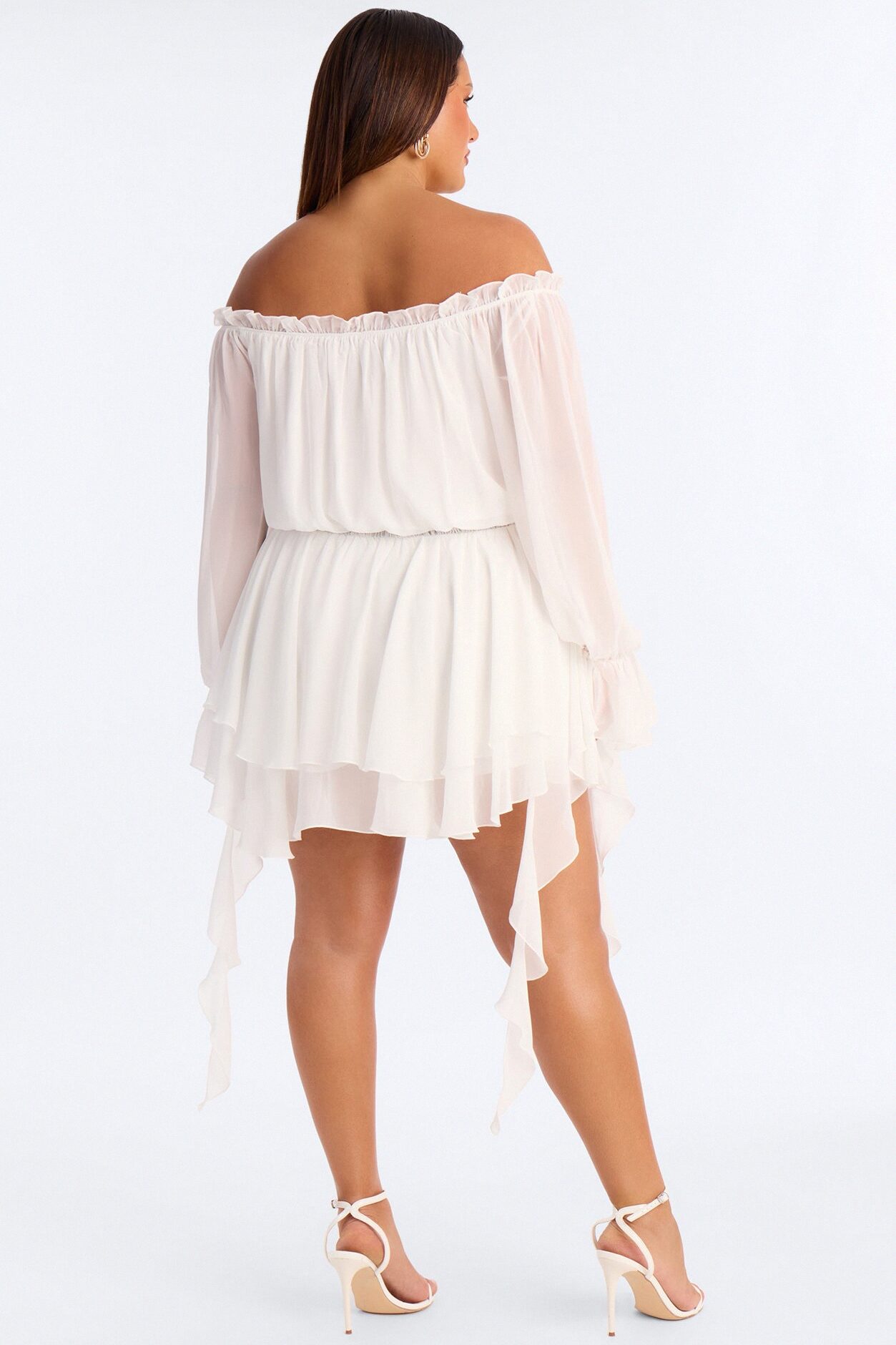 Paulina Ruffle Chiffon Mini Dress - White