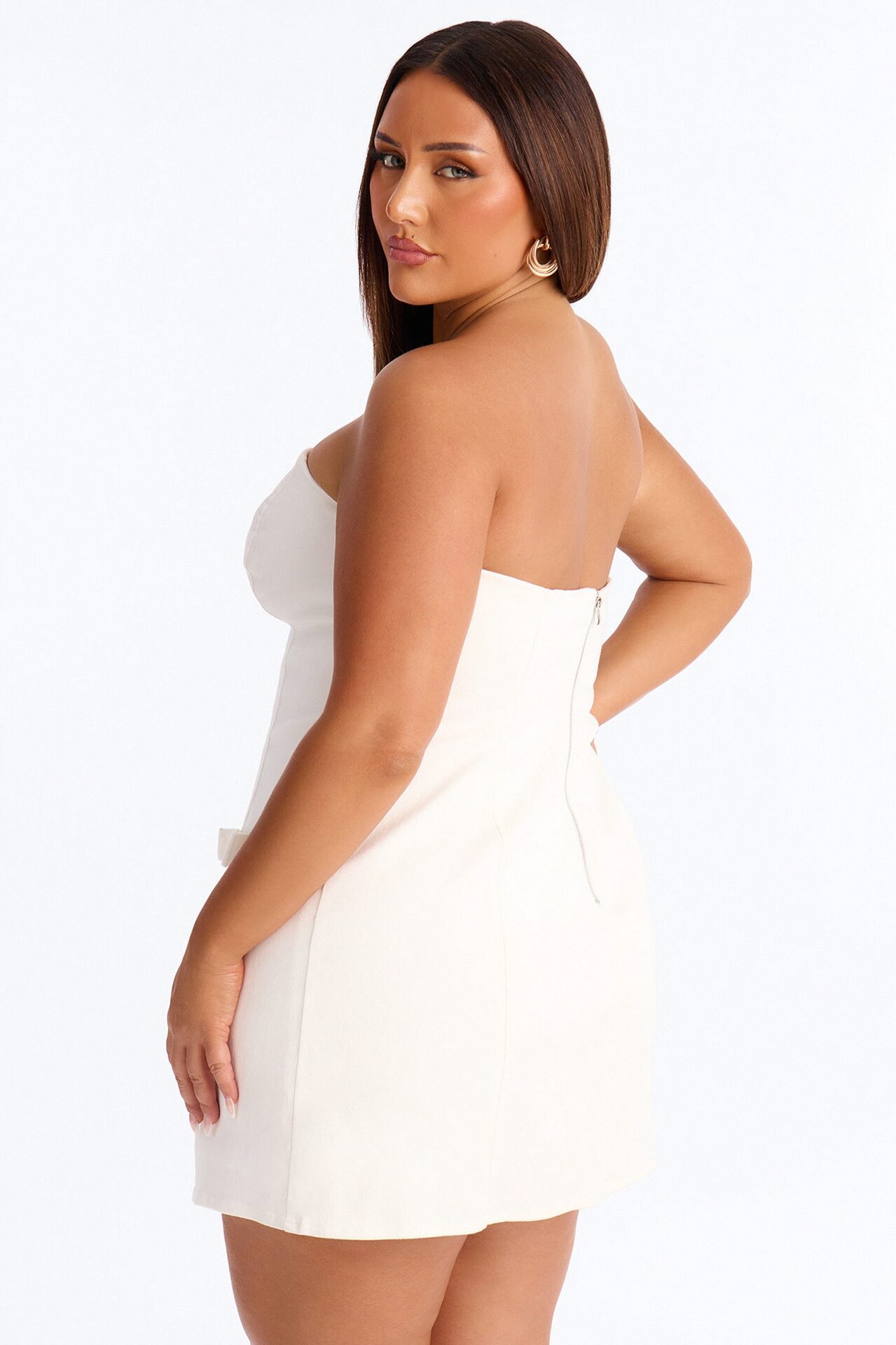 Astrid Strapless Stretch Denim Mini Dress - White
