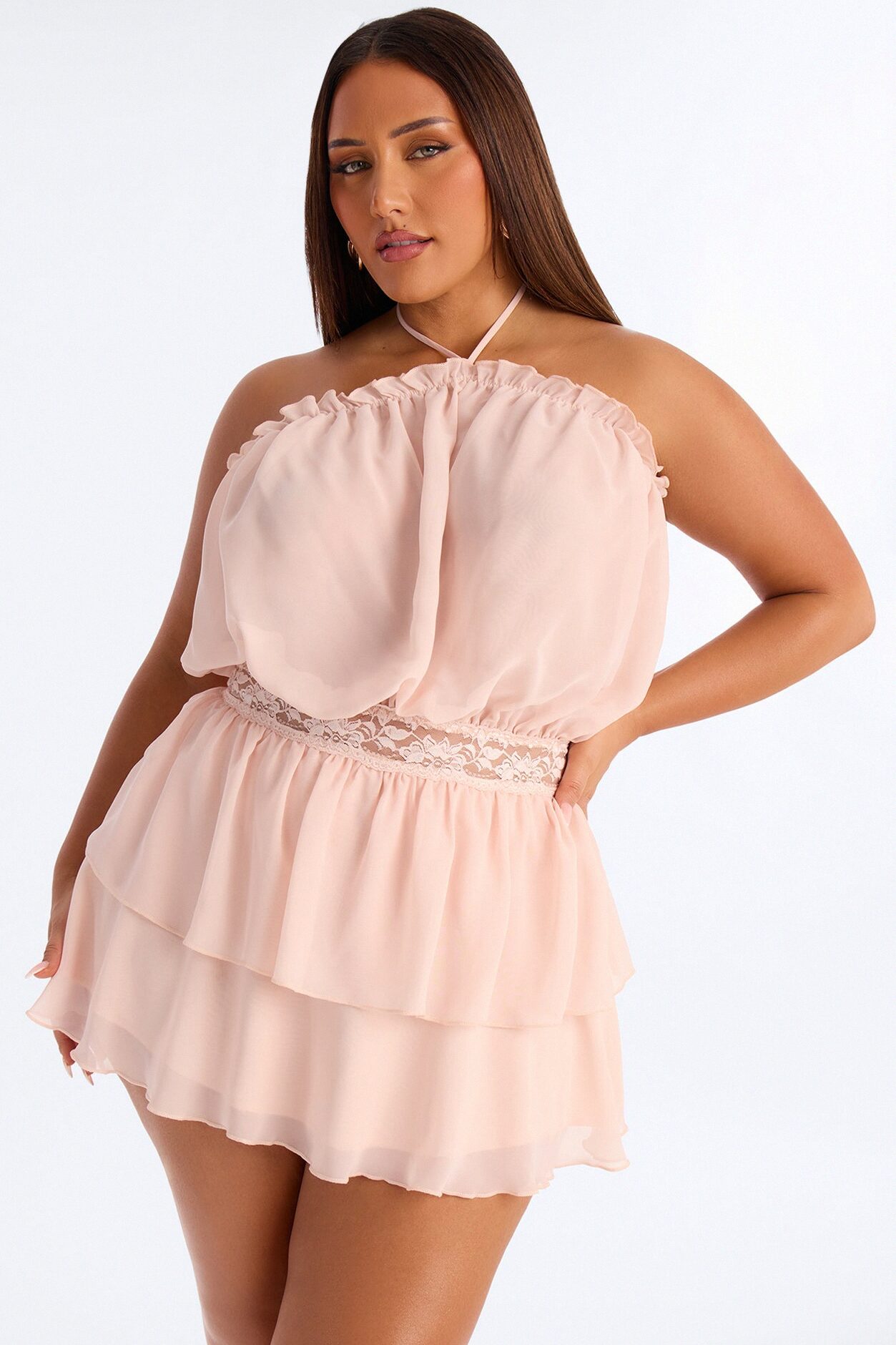 Sweet Like Summer Chiffon Mini Dress - Peach