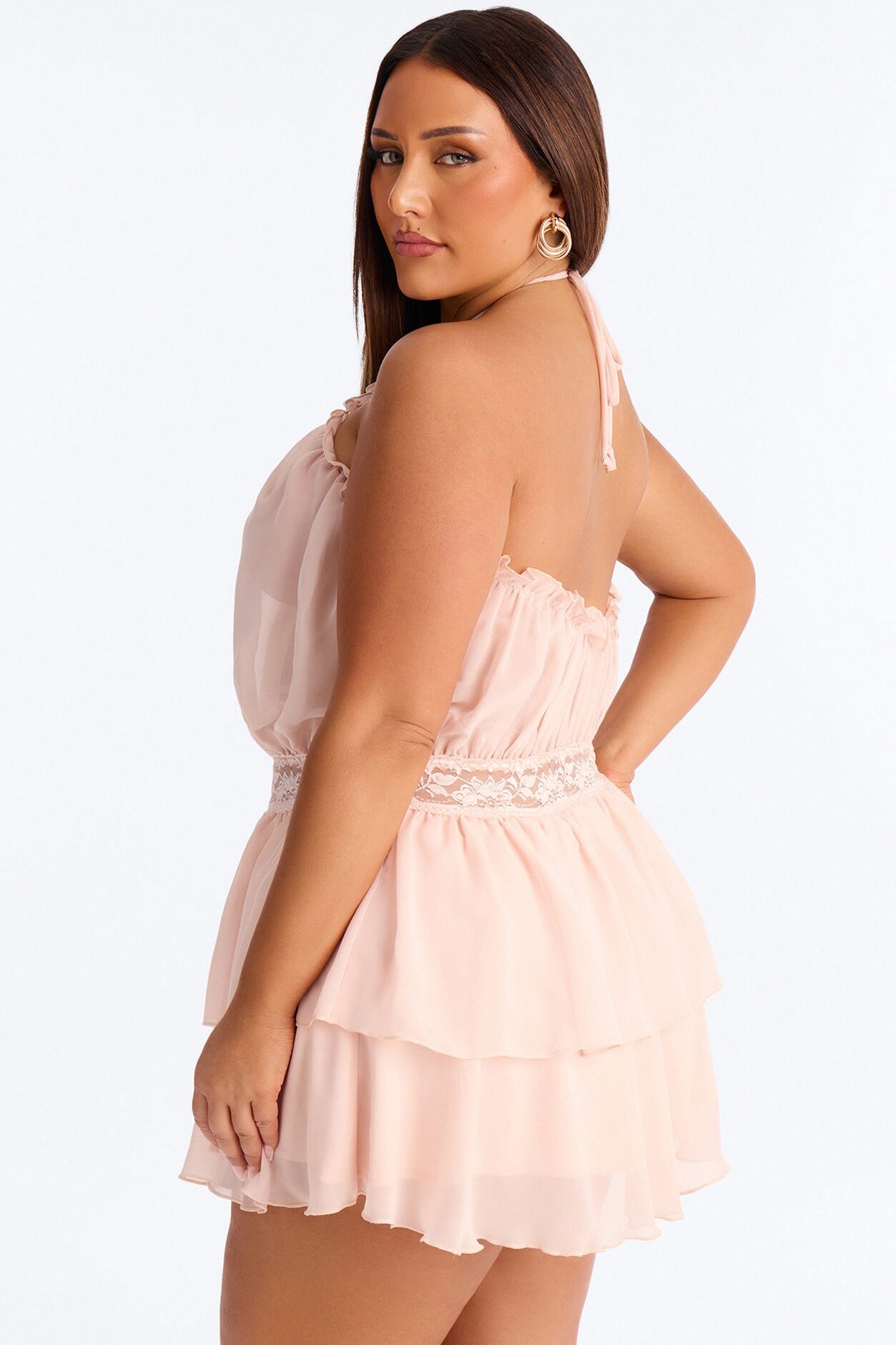 Sweet Like Summer Chiffon Mini Dress - Peach