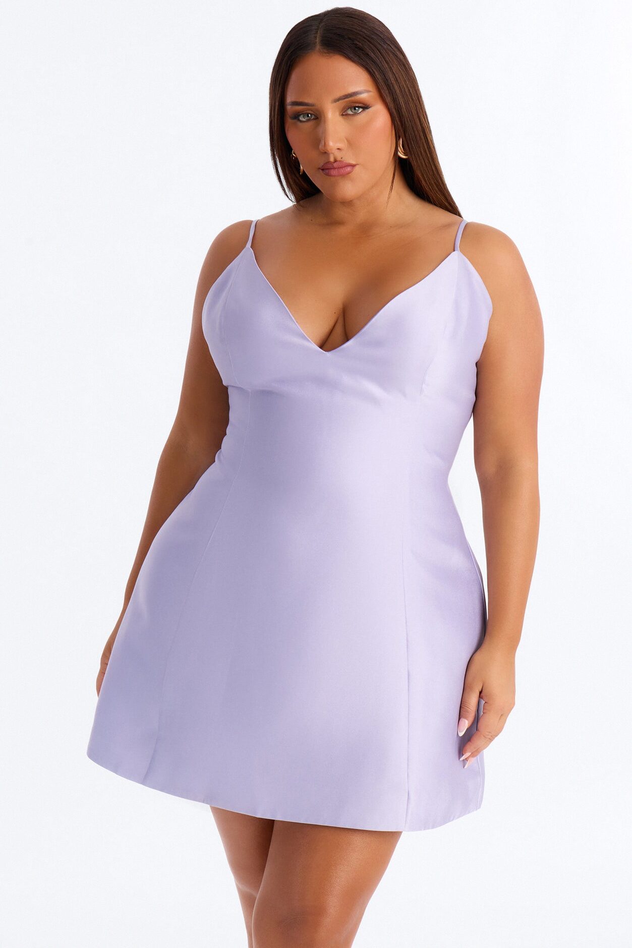 Eden A Line Taffeta Mini Dress - Lavender