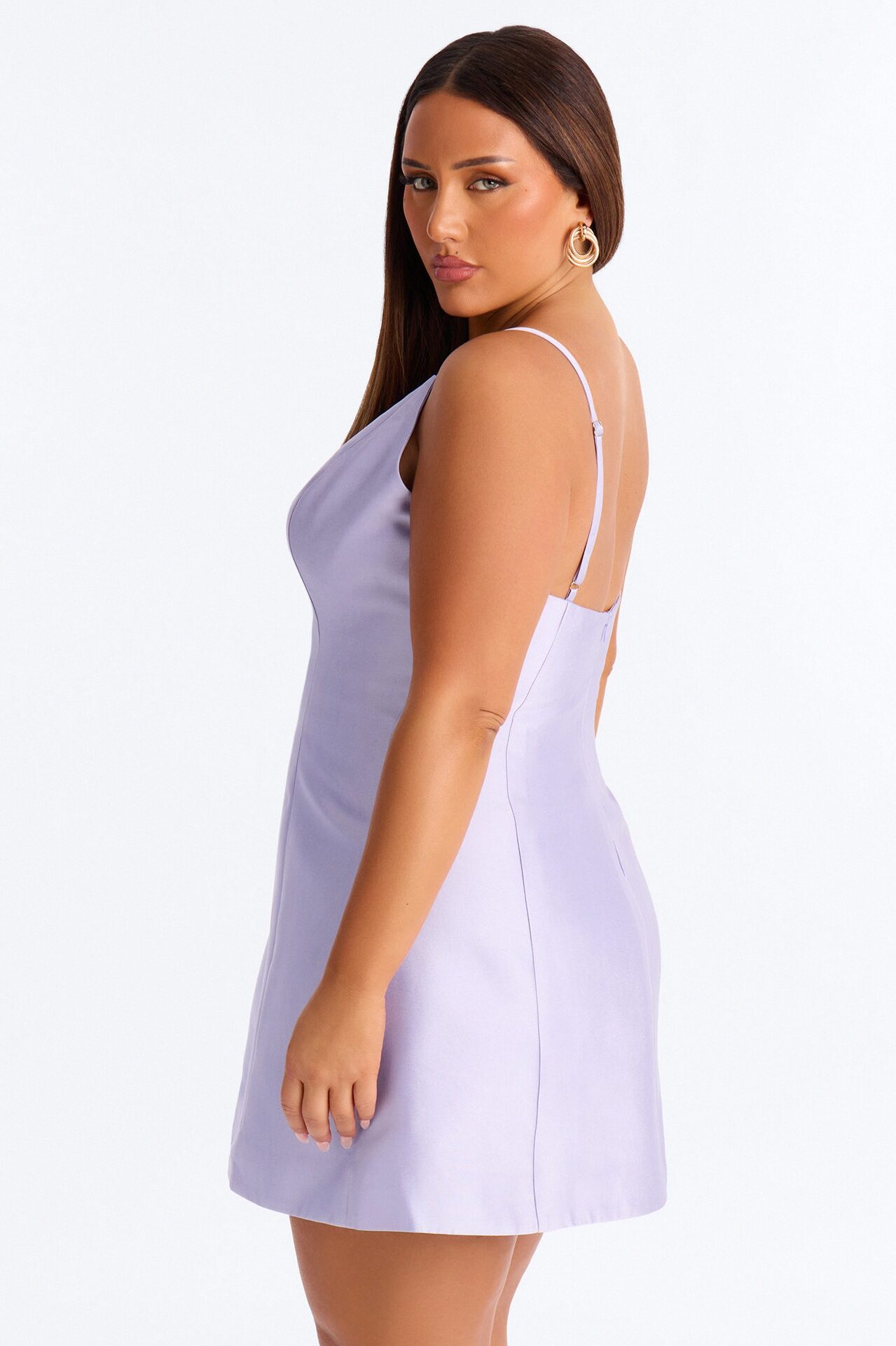 Eden A Line Taffeta Mini Dress - Lavender