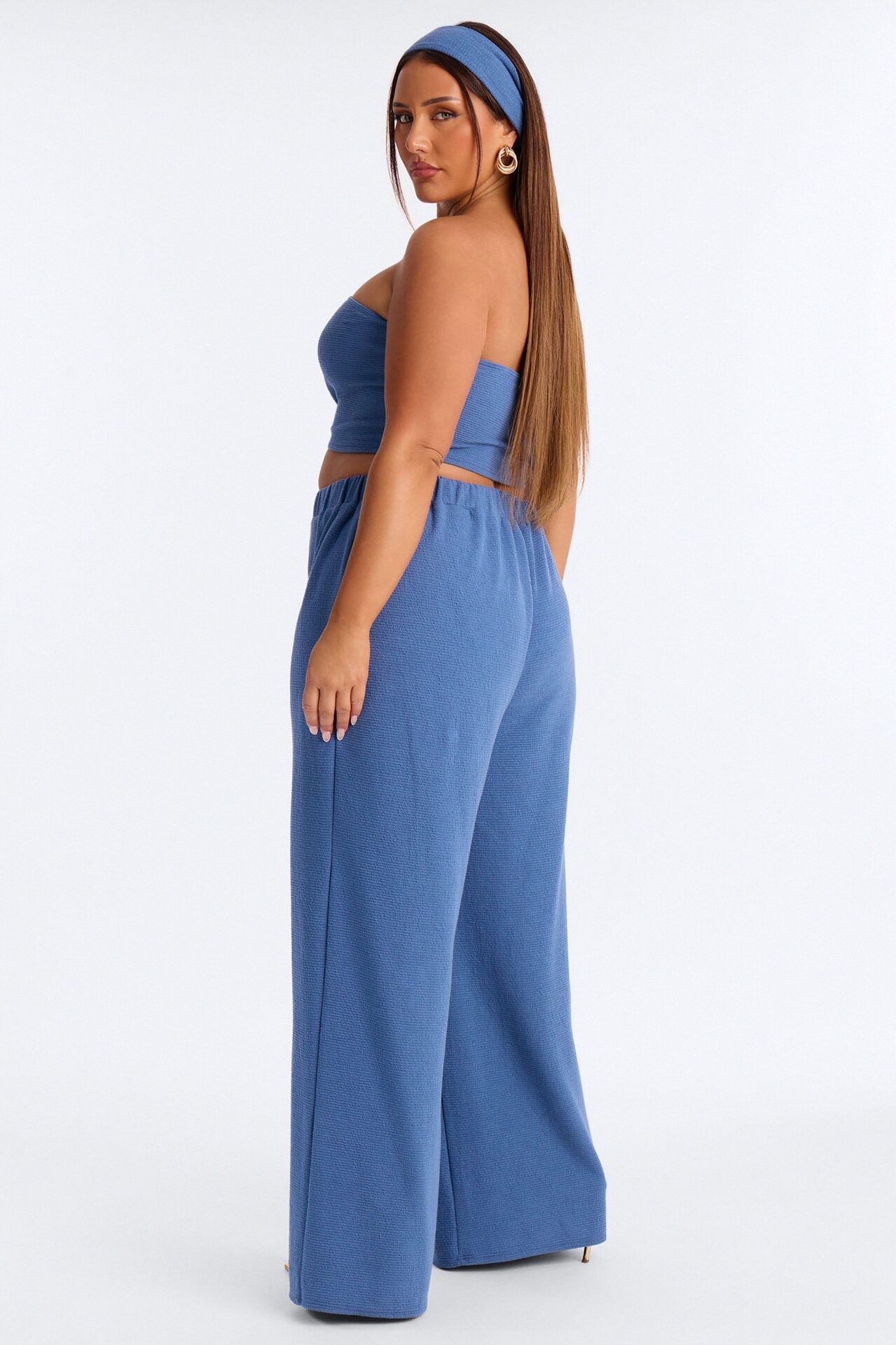 Juliette Textured 3 Piece Pant Set - Blue