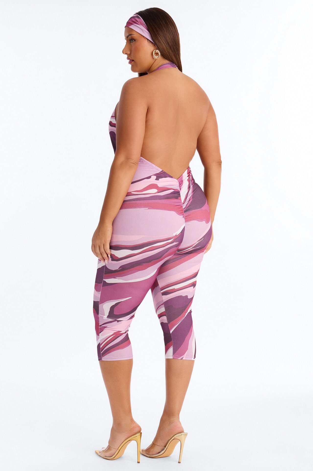 Starla Plunge 2 Piece Capri Jumpsuit - Pink