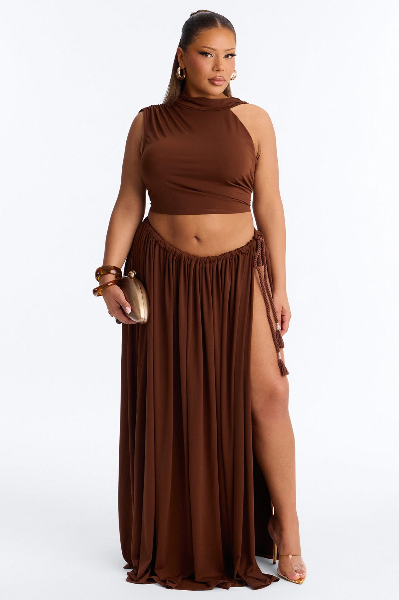 Riley Maxi Skirt Set - Brown