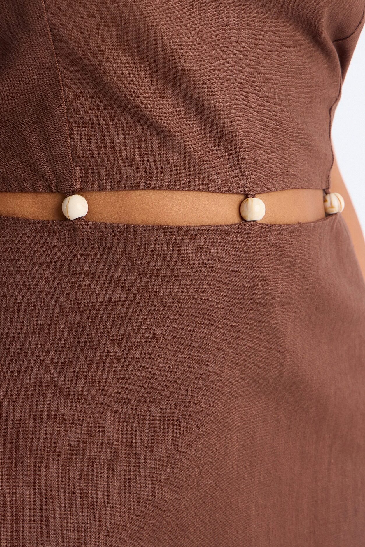 Coastal Queen Strapless Mini Dress - Brown
