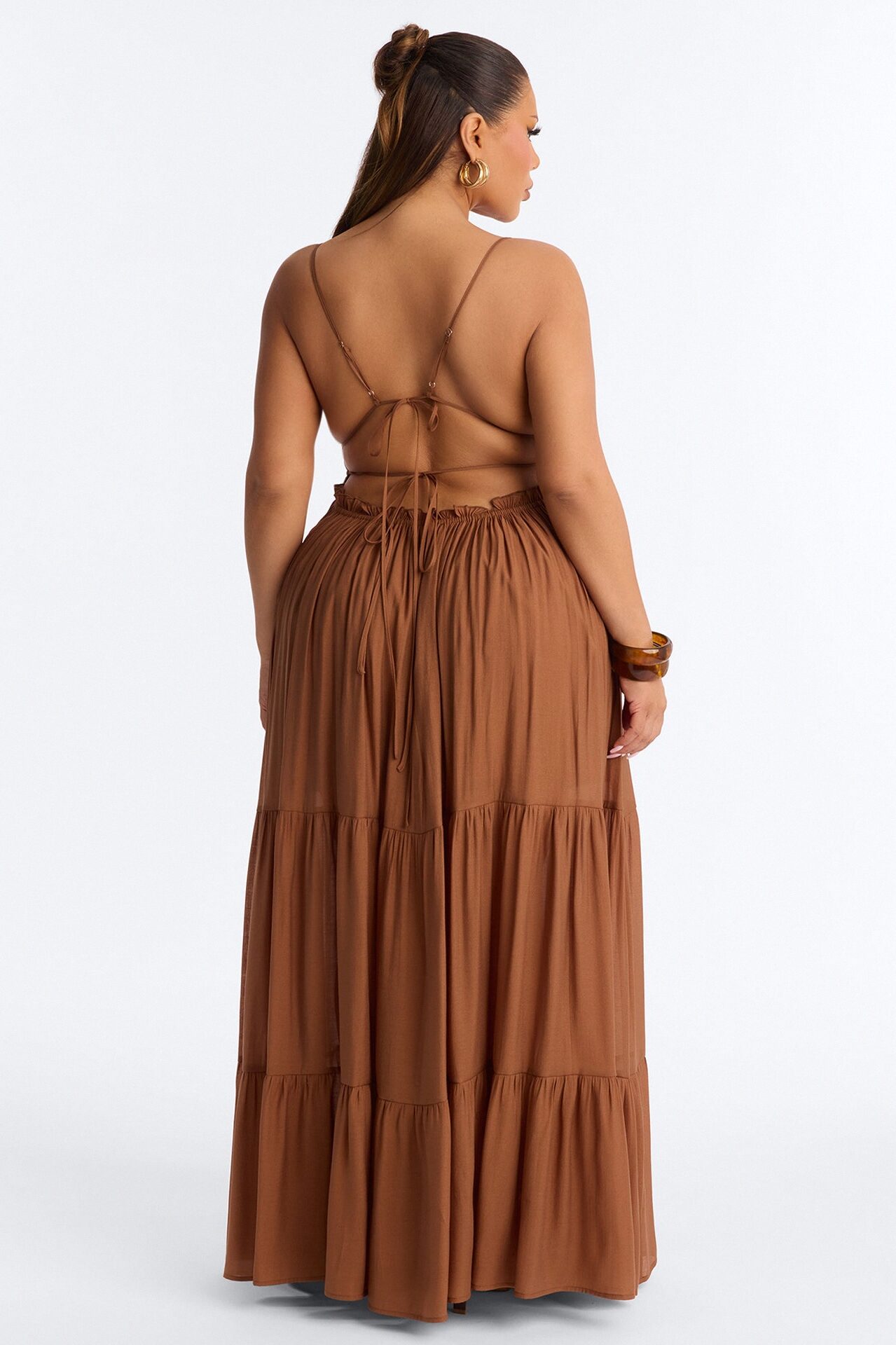 Daily Vibe Backless Maxi Dress - Brown