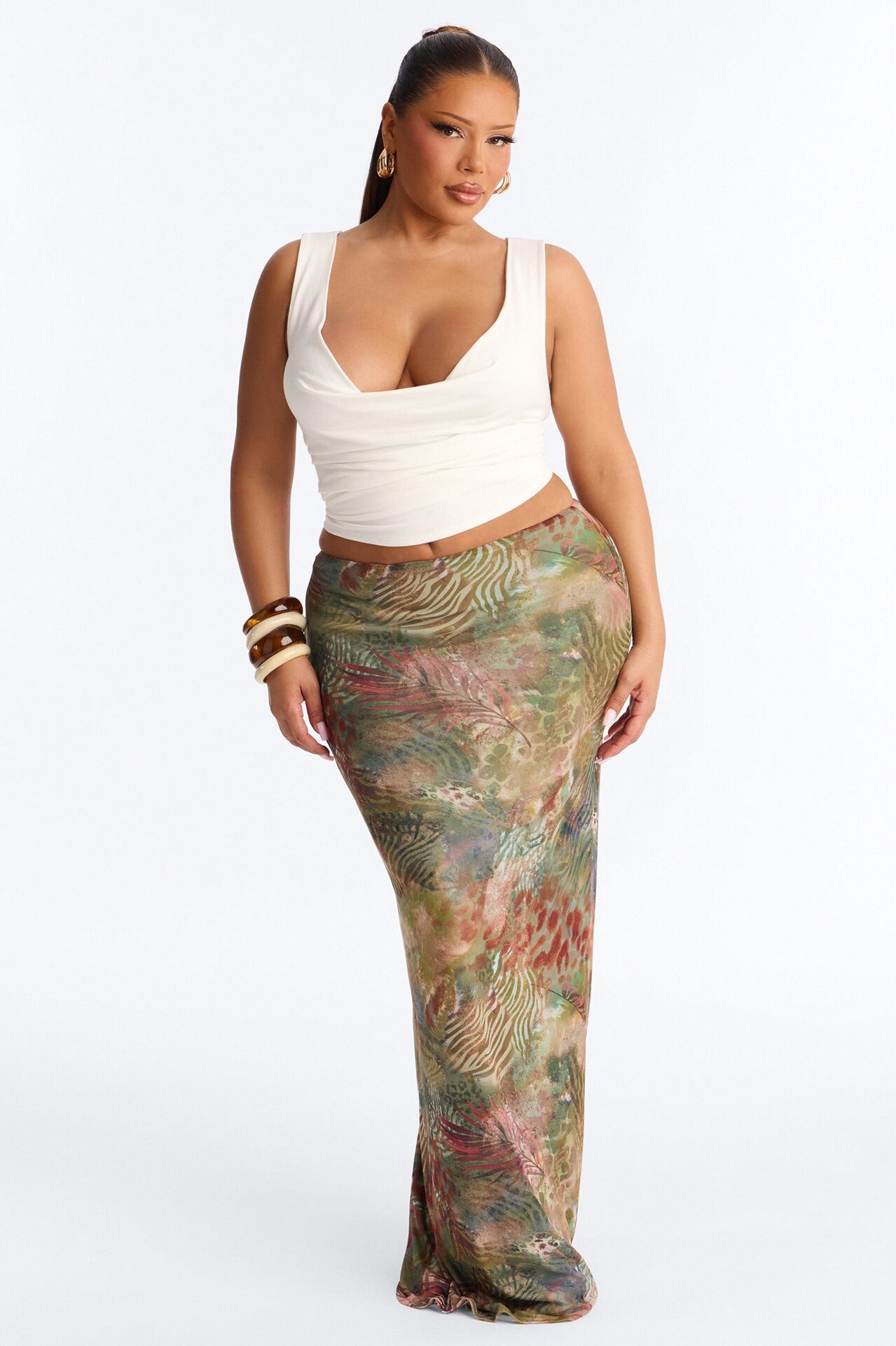 Sabrina Cowl Neck Back Cut Out Sleeveless Top - Ivory
