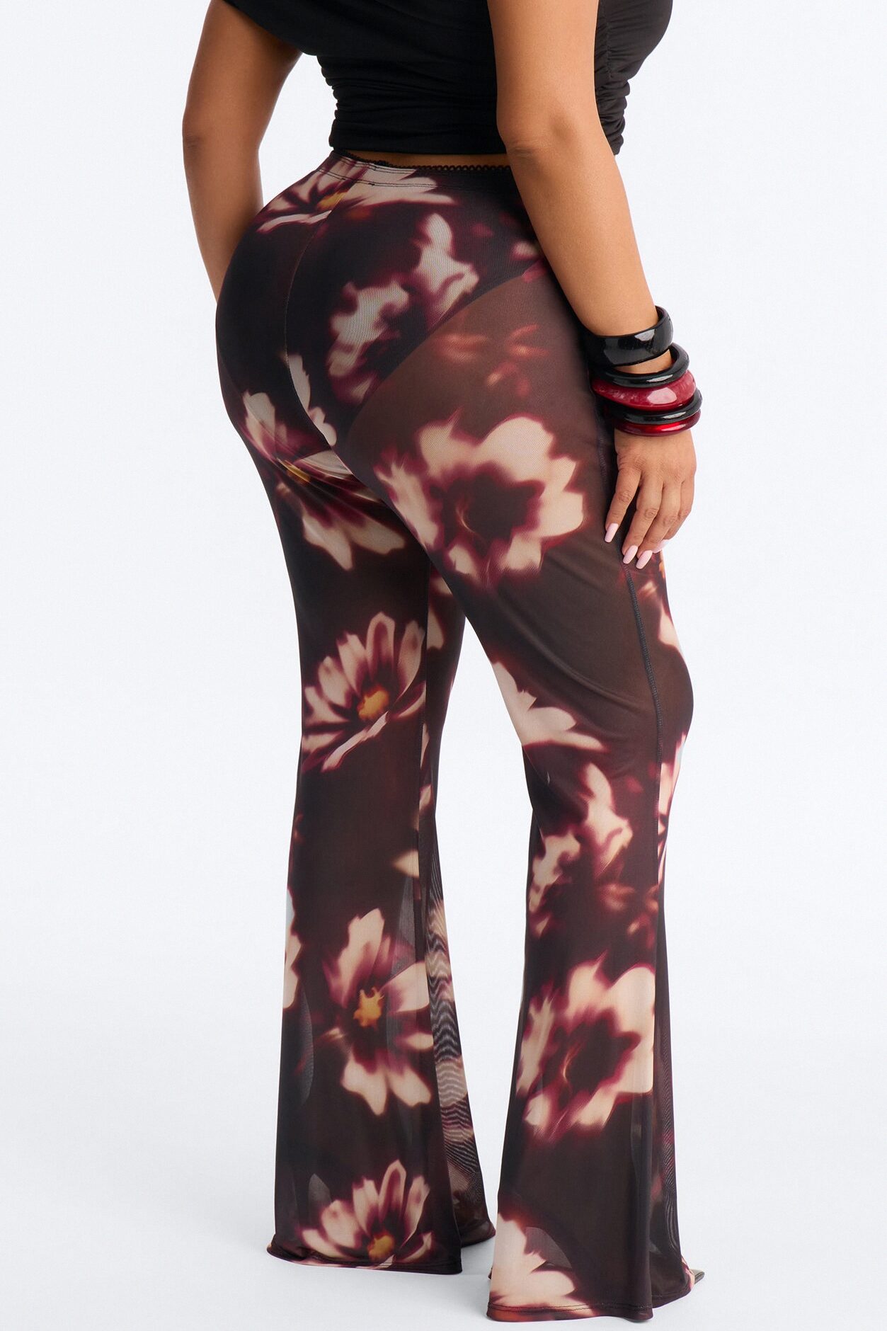 Talk To You Later Mesh Flare Pant - Black/combo