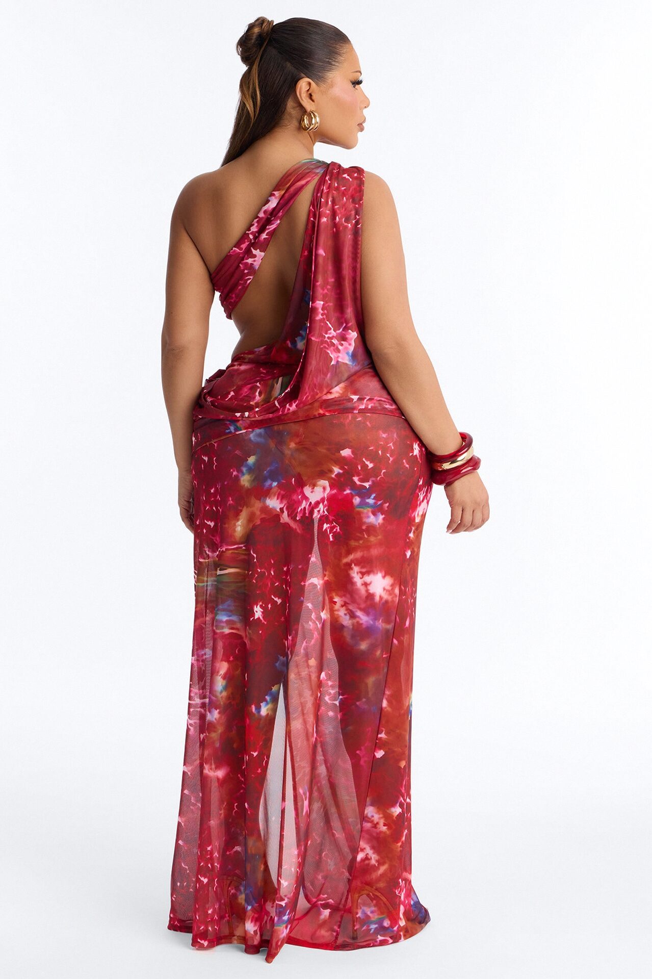 Come Find Me Mesh Maxi Dress - Red/combo
