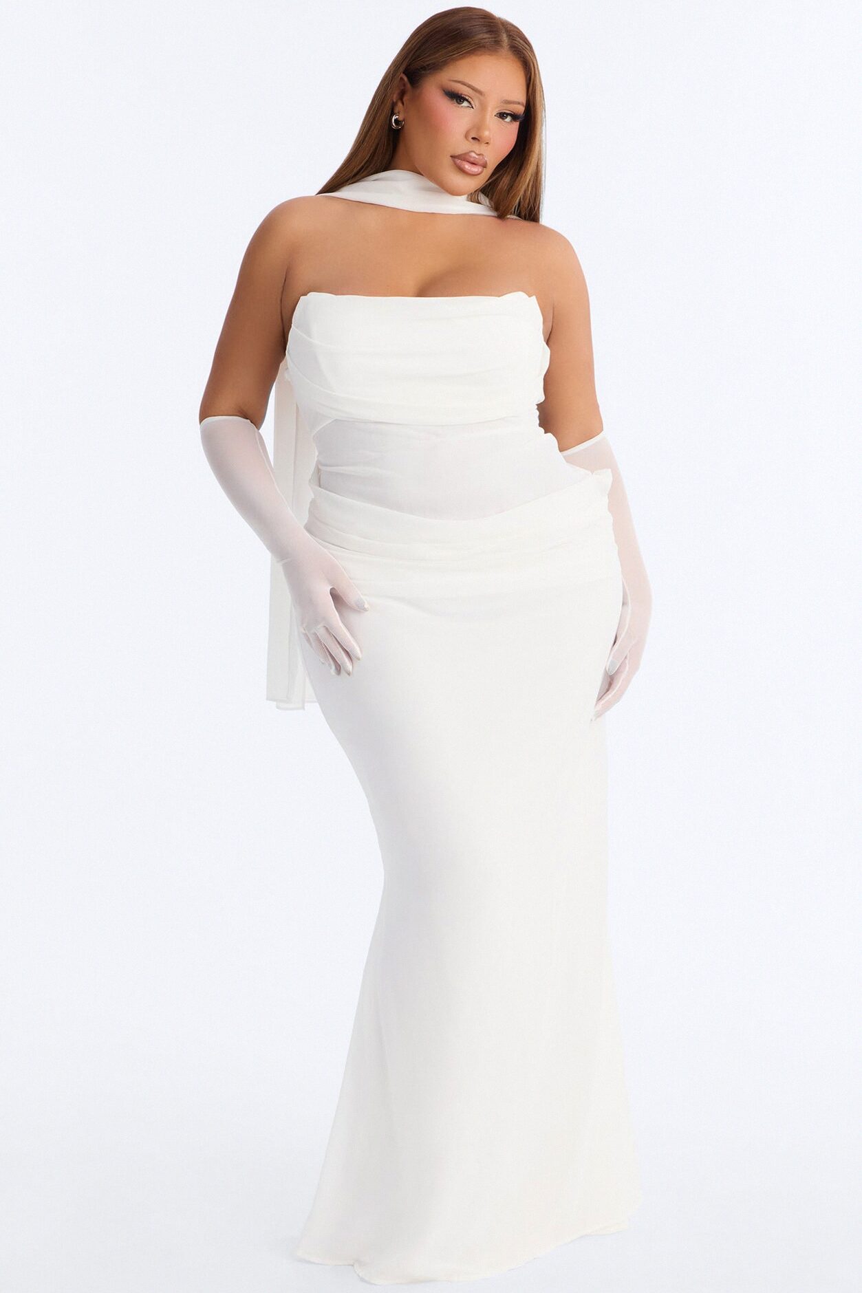 Rich Energy Chiffon Gown - White