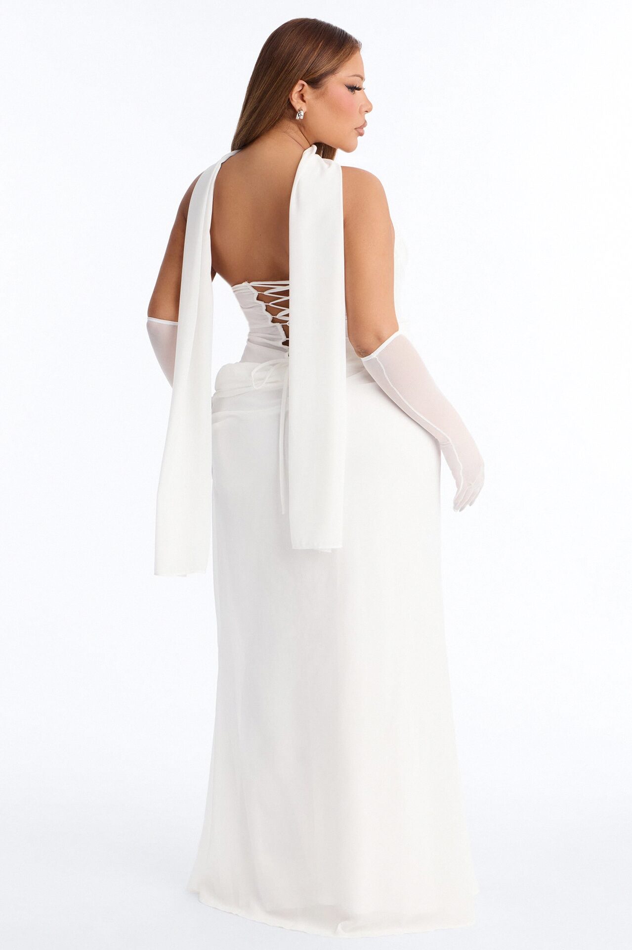 Rich Energy Chiffon Gown - White