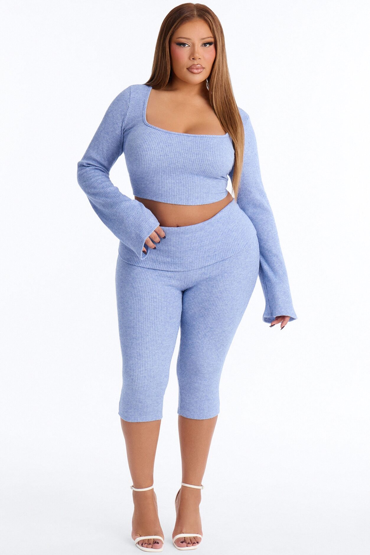 Paulina Thermal Capri Set - Blue