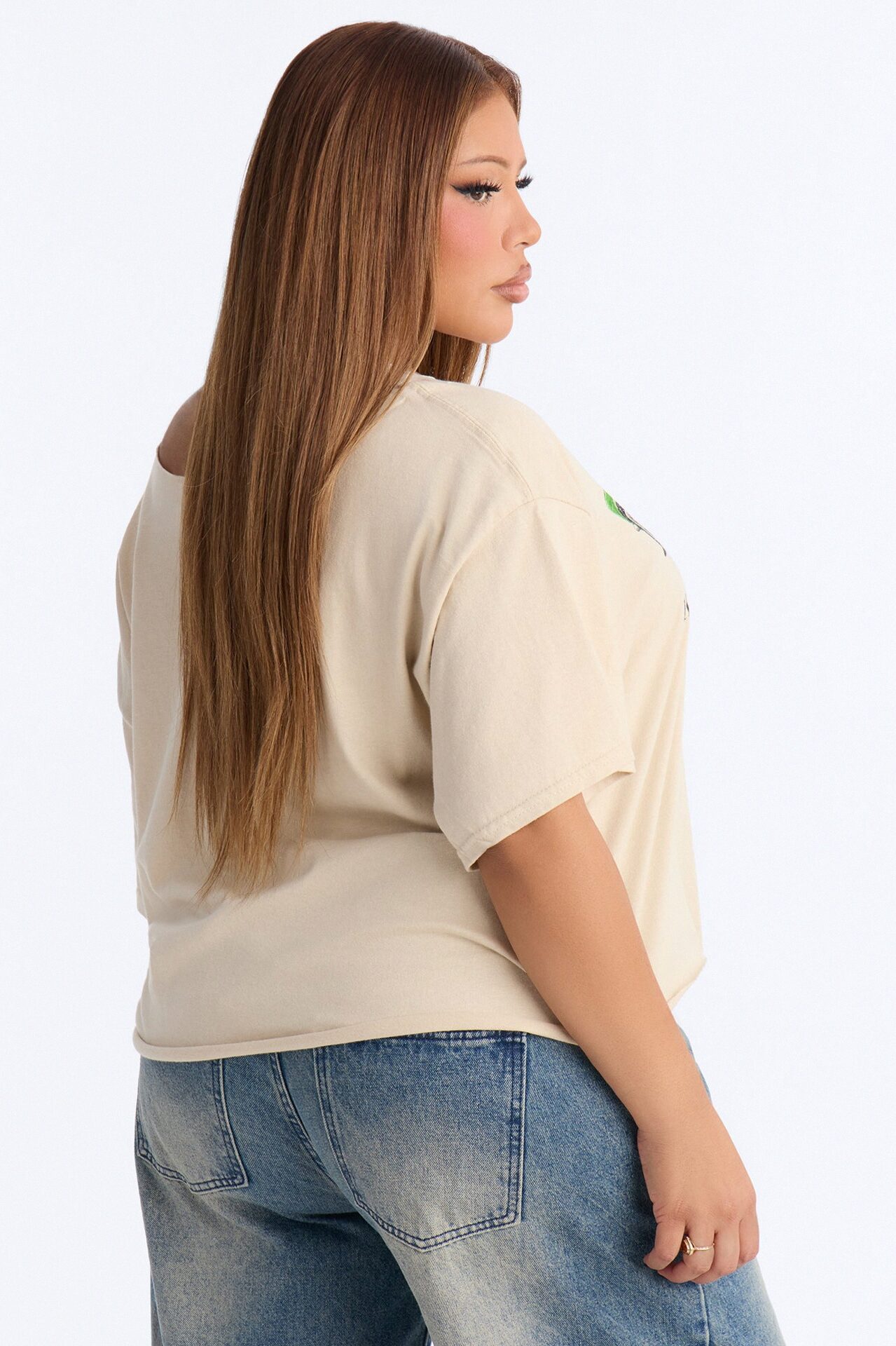 Hot Girls Hit Curbs Off Shoulder Tee - Taupe