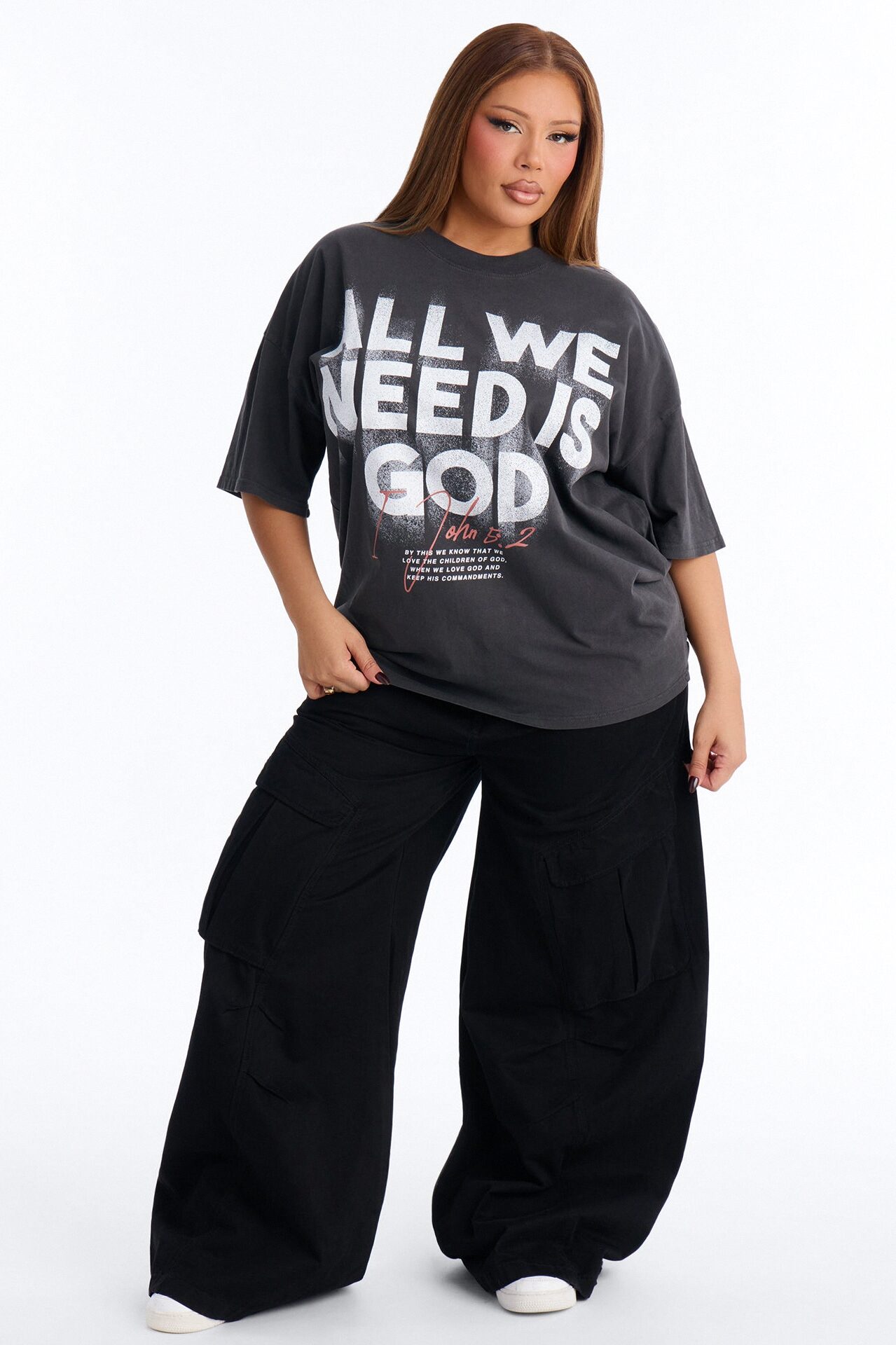 All We Need Is God Washed T-Shirt - Black