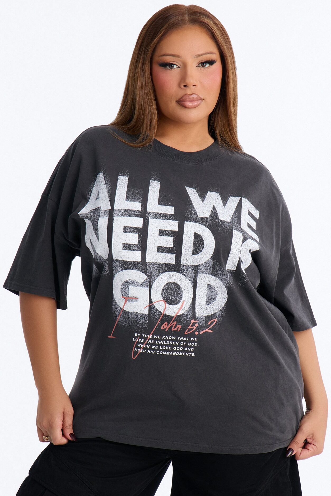 All We Need Is God Washed T-Shirt - Black