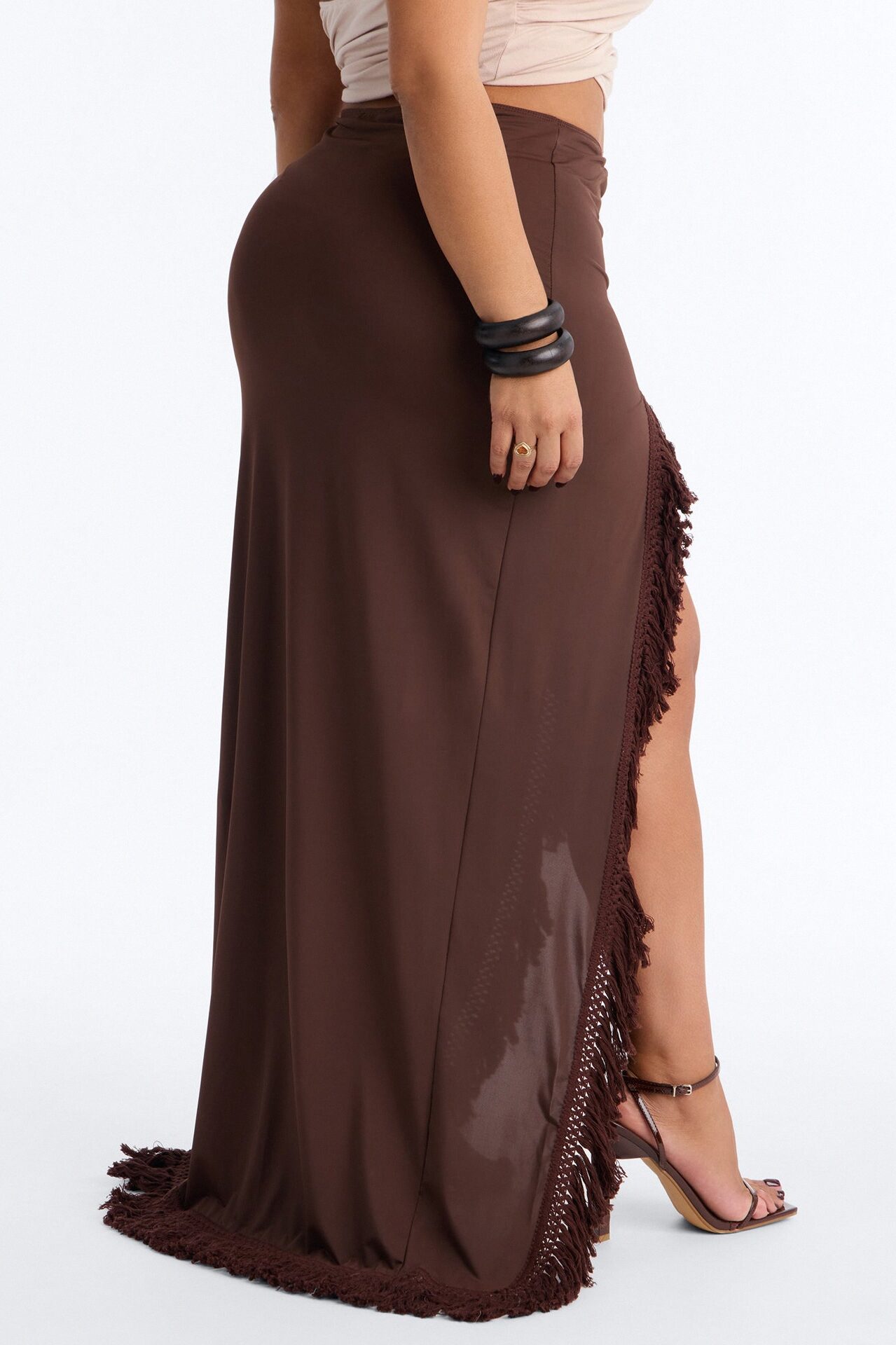 Making Memories Fringe Maxi Skirt - Chocolate