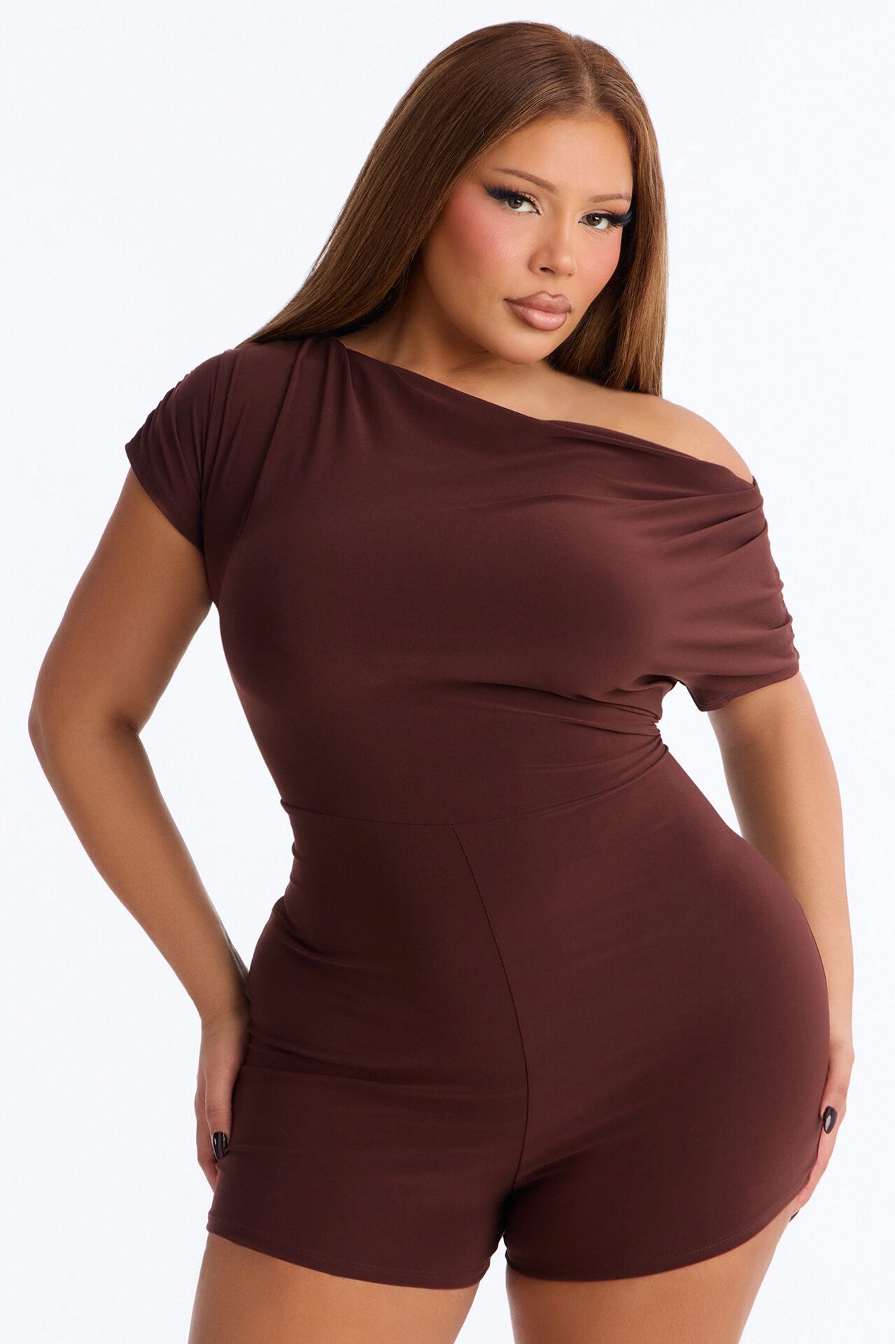 Bare And Bold Micro Short Romper - Chocolate