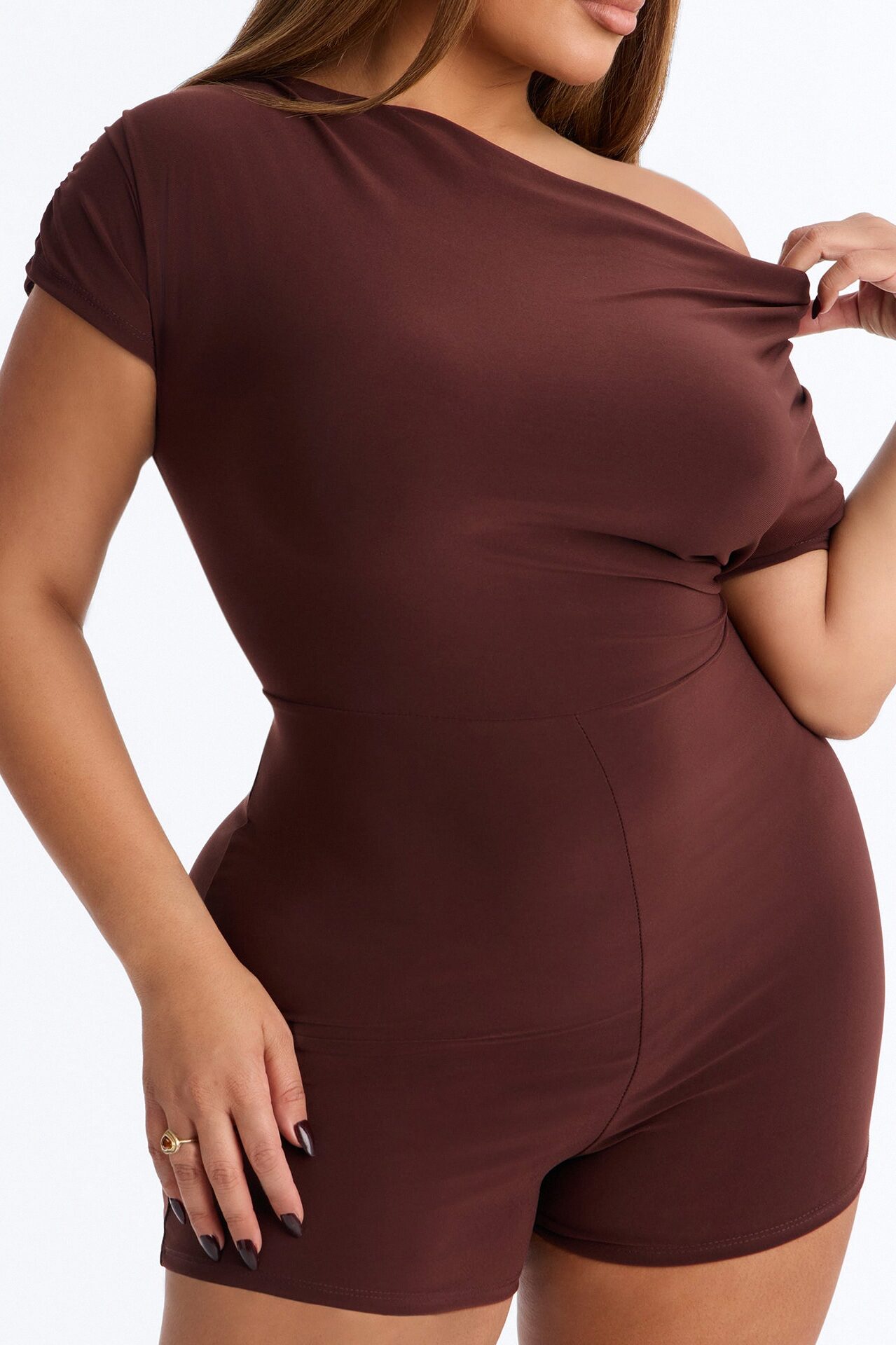 Bare And Bold Micro Short Romper - Chocolate