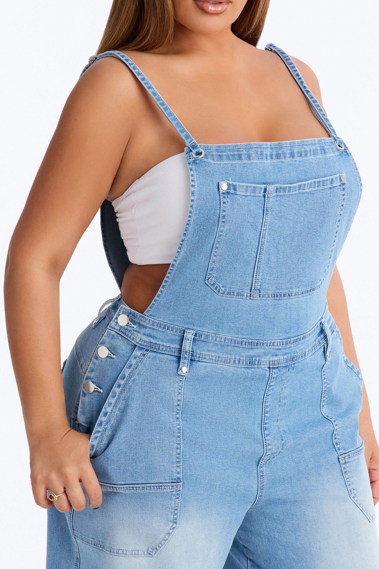 Summer Abroad Linen Blend Denim Overalls - Light Wash