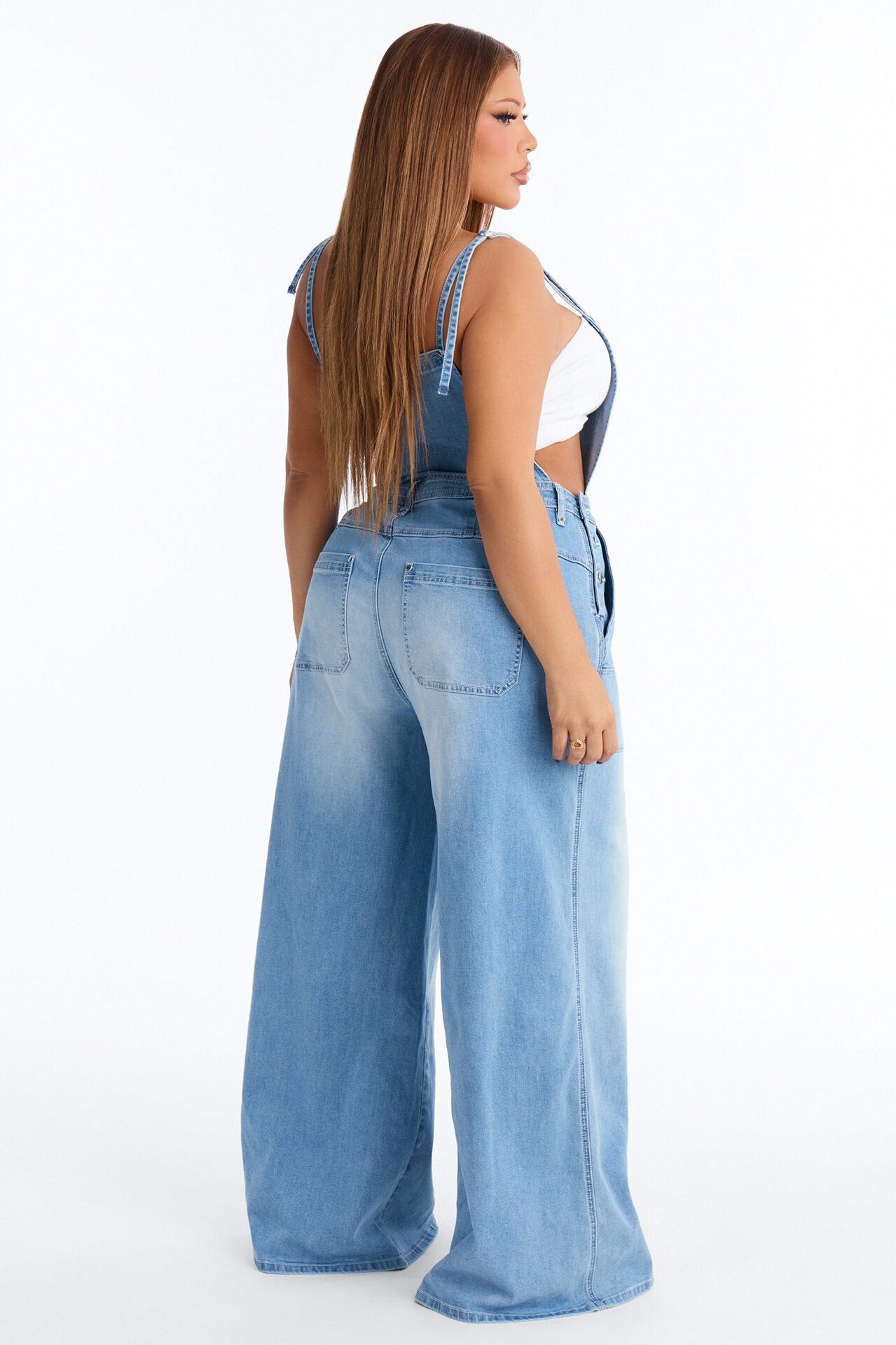 Summer Abroad Linen Blend Denim Overalls - Light Wash