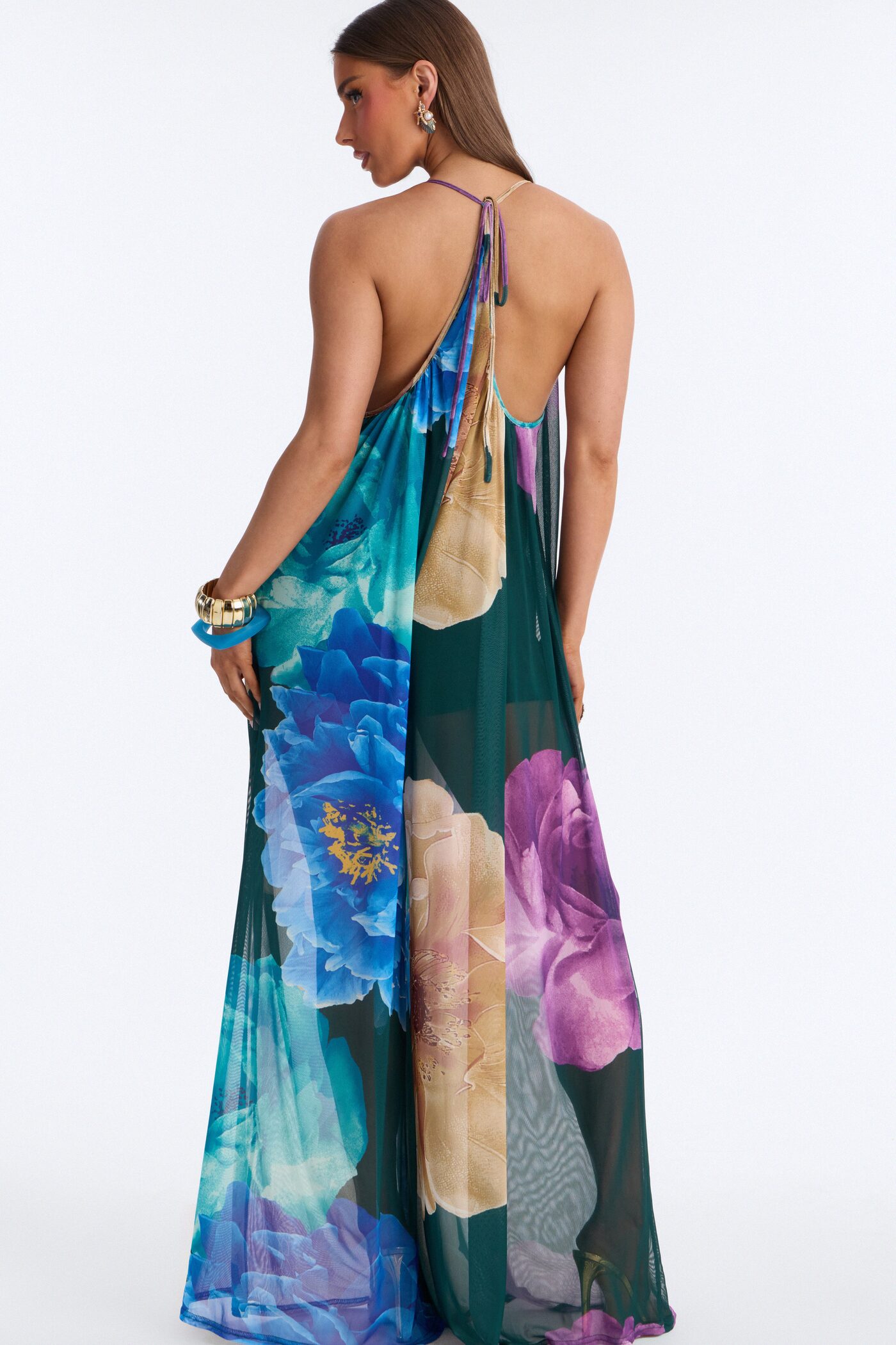 Valeria Mesh Floral Wide Leg Jumpsuit - Hunter