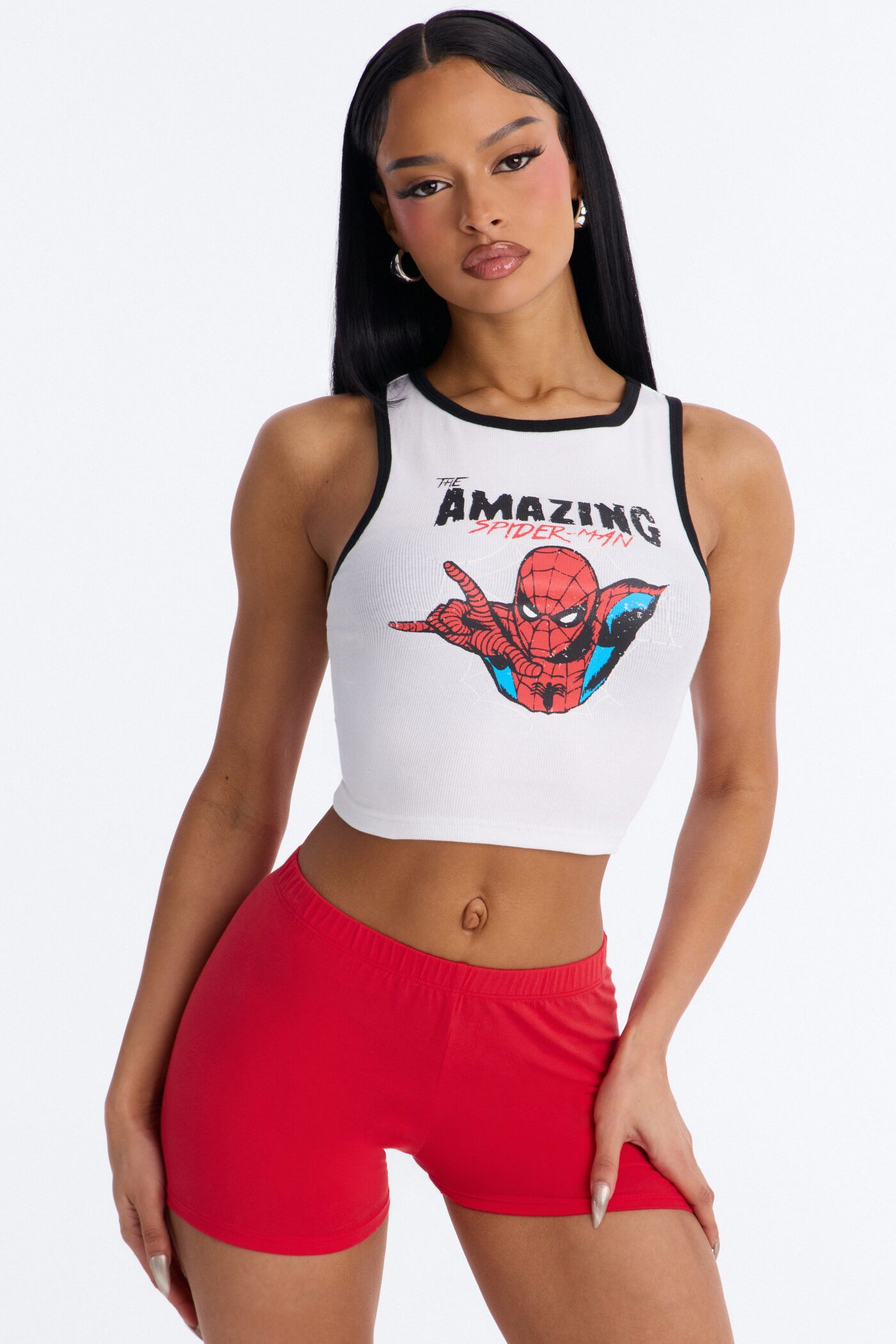 Spiderman Ringer Tank - White