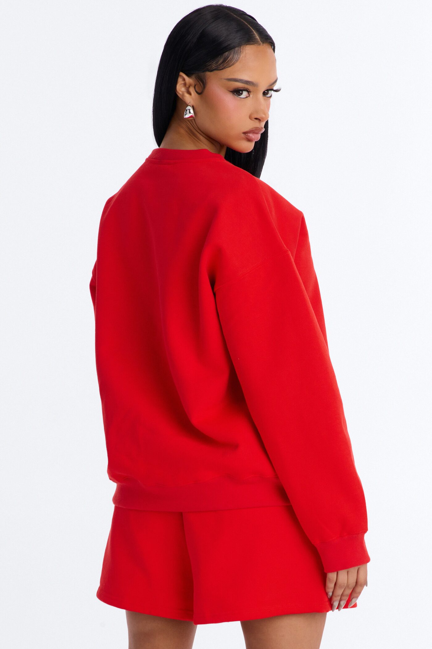Libby Crew Neck Fleece Sweatshirt - Red