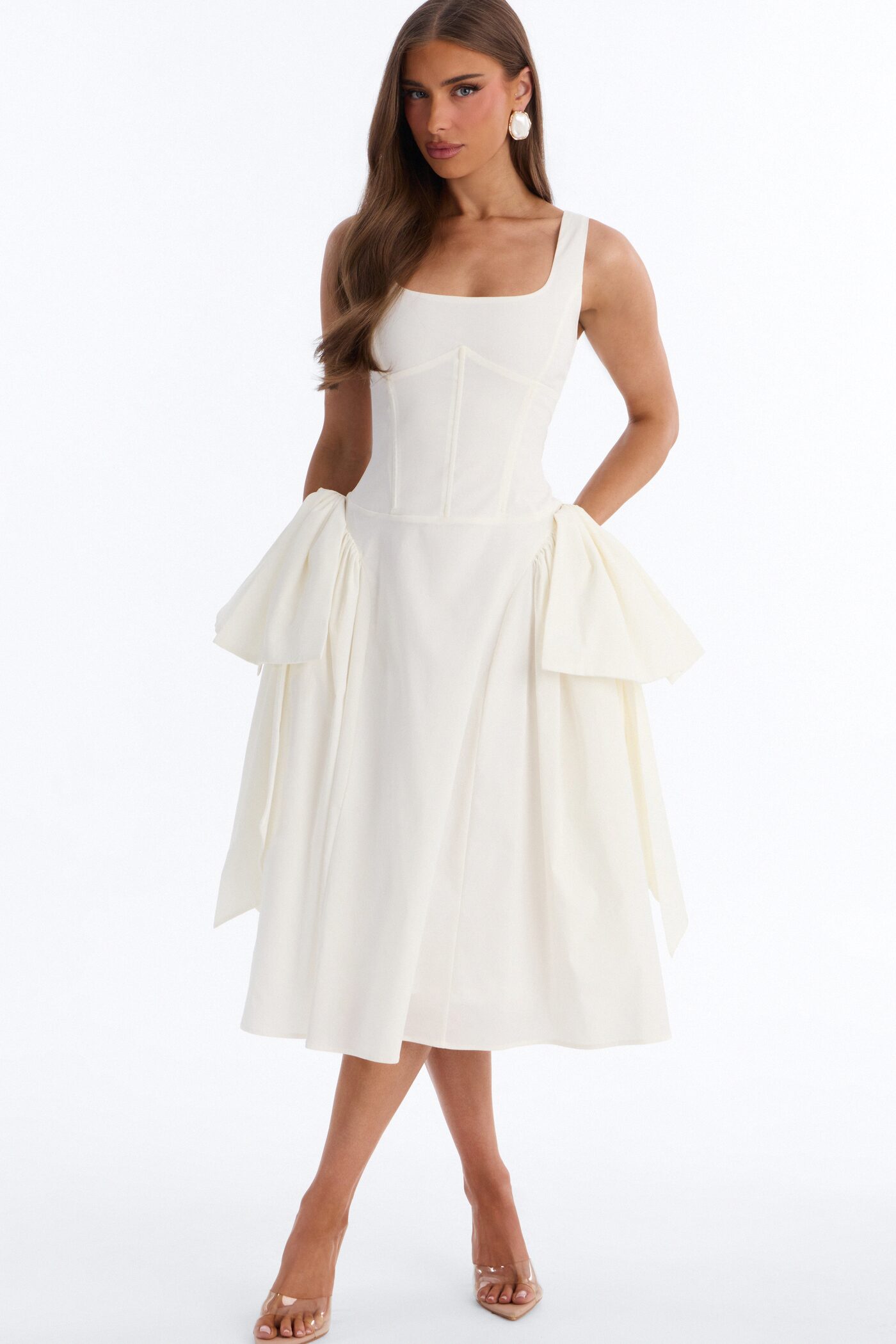 Get Ur Bow On Midi Dress - White