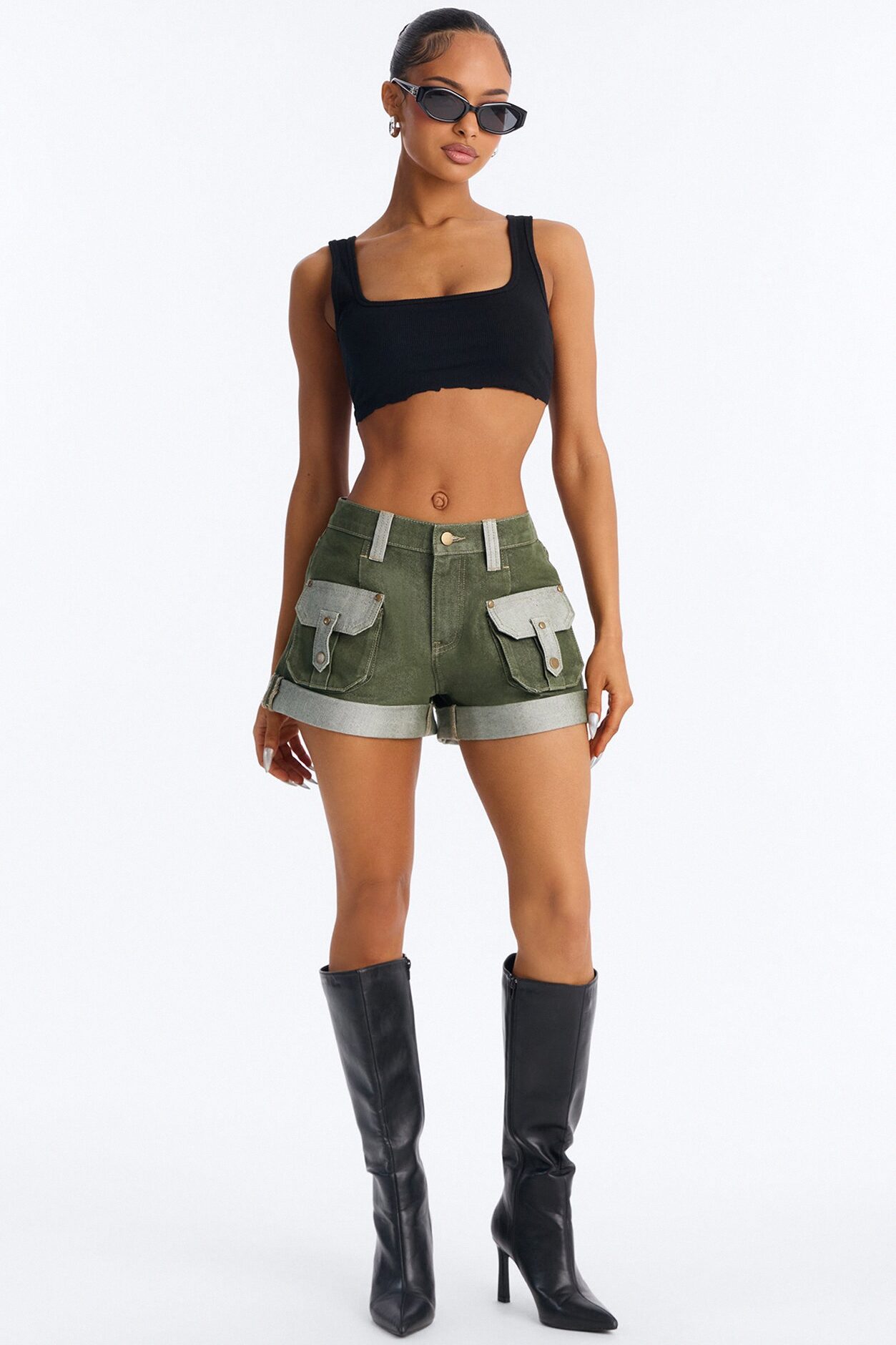Sydney Cargo Denim Shorts - Olive
