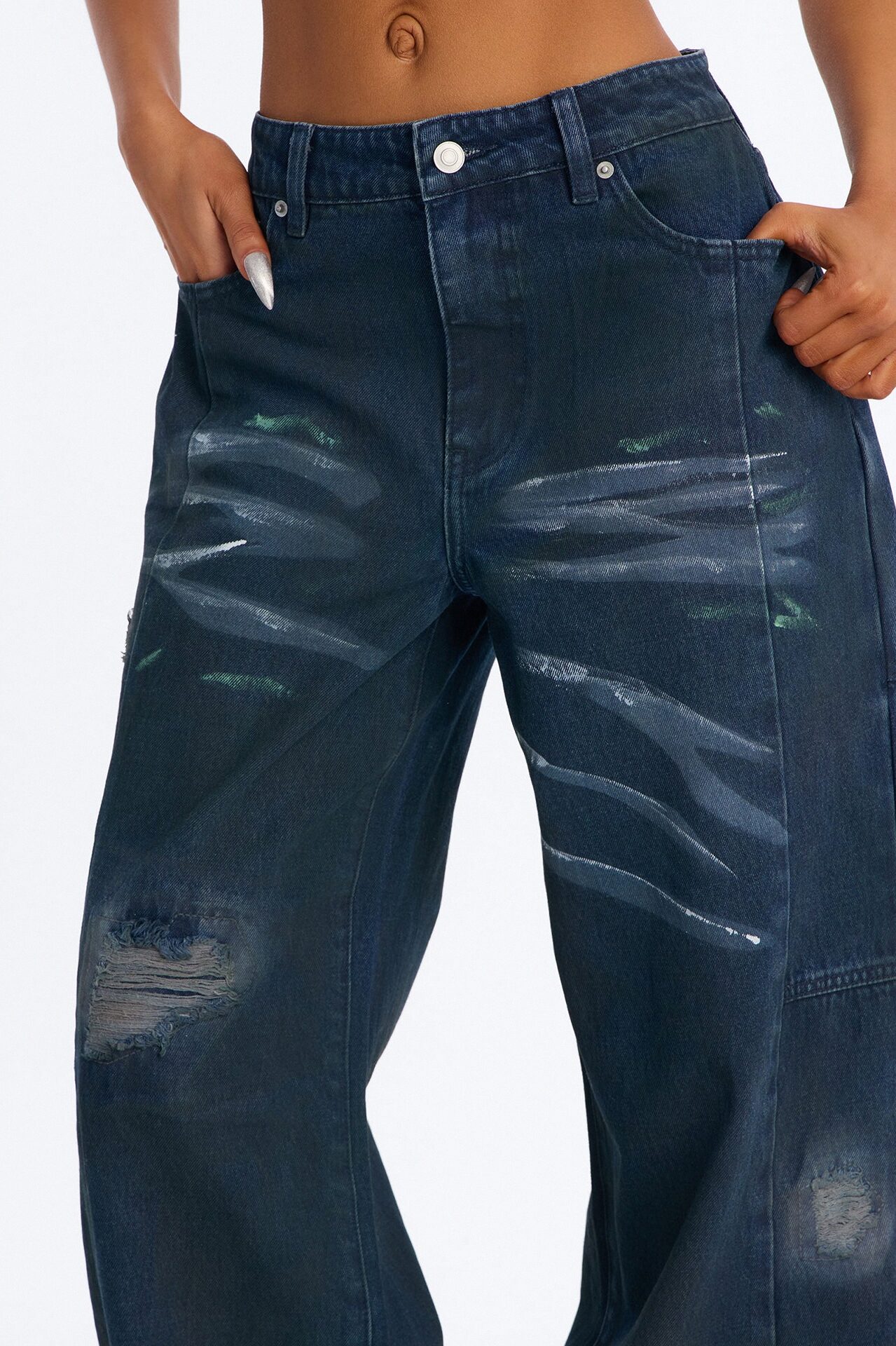 Bowery Baggy Ripped Jeans - Dark Wash