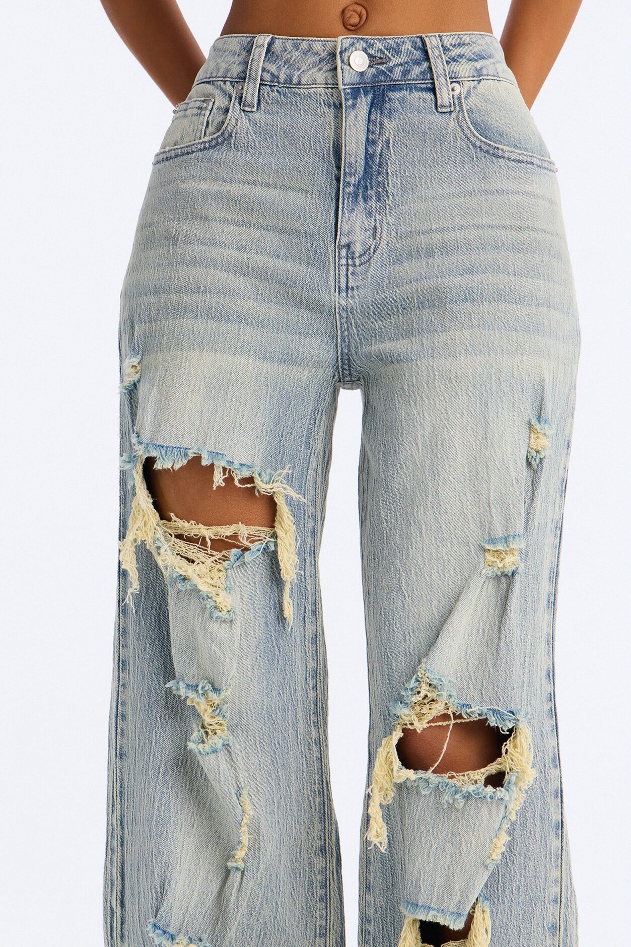 Next Chapter Ripped Wide Leg Jeans - Vintage Wash