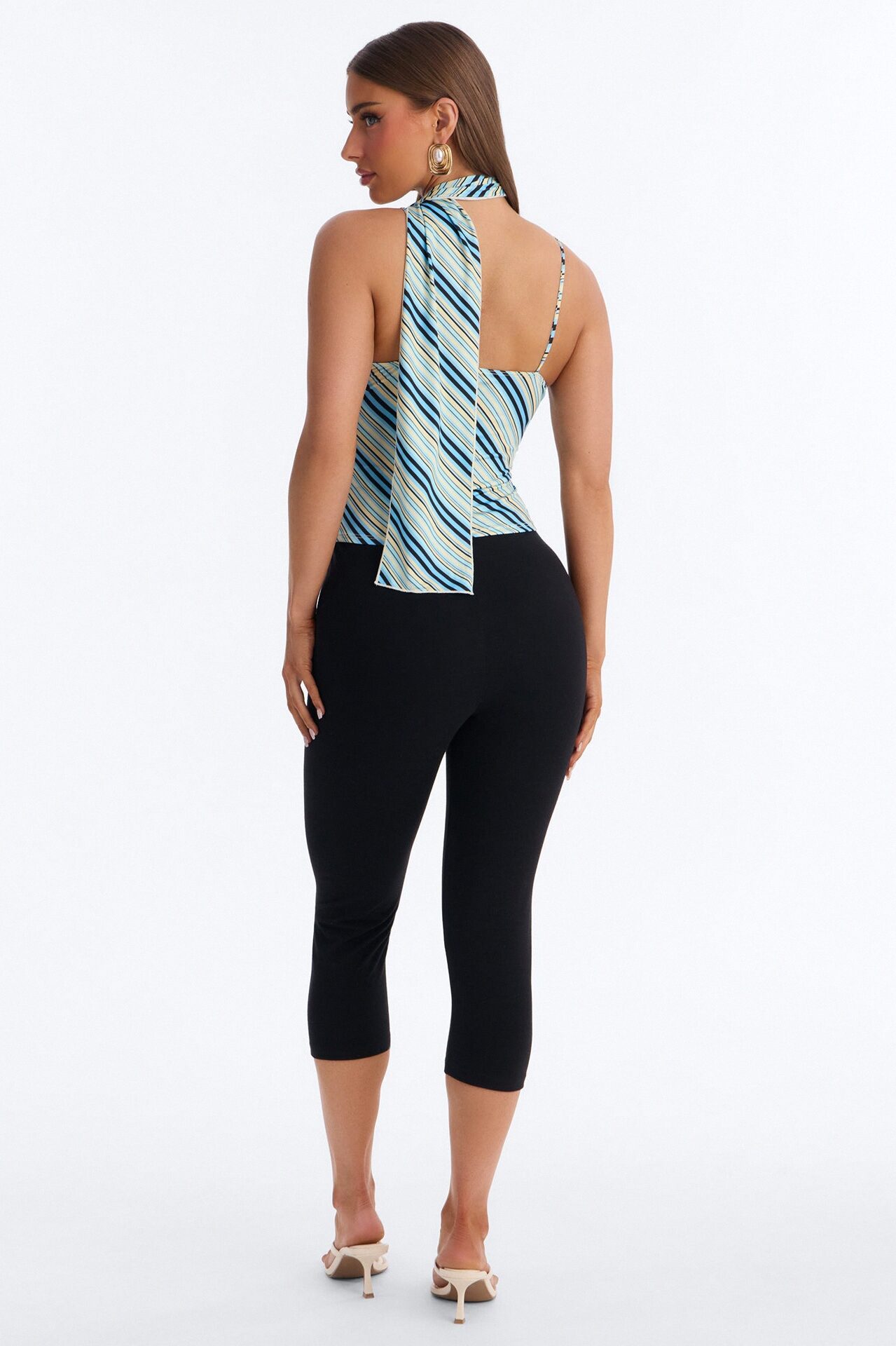 Elaina Striped V-Neck 2 Piece Top - Blue/combo