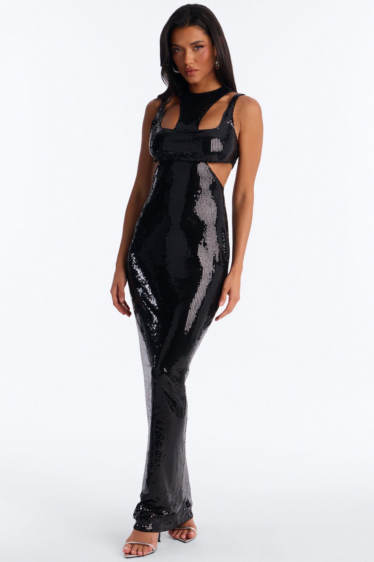 Easy On The Eyes Sequin Maxi Dress - Black