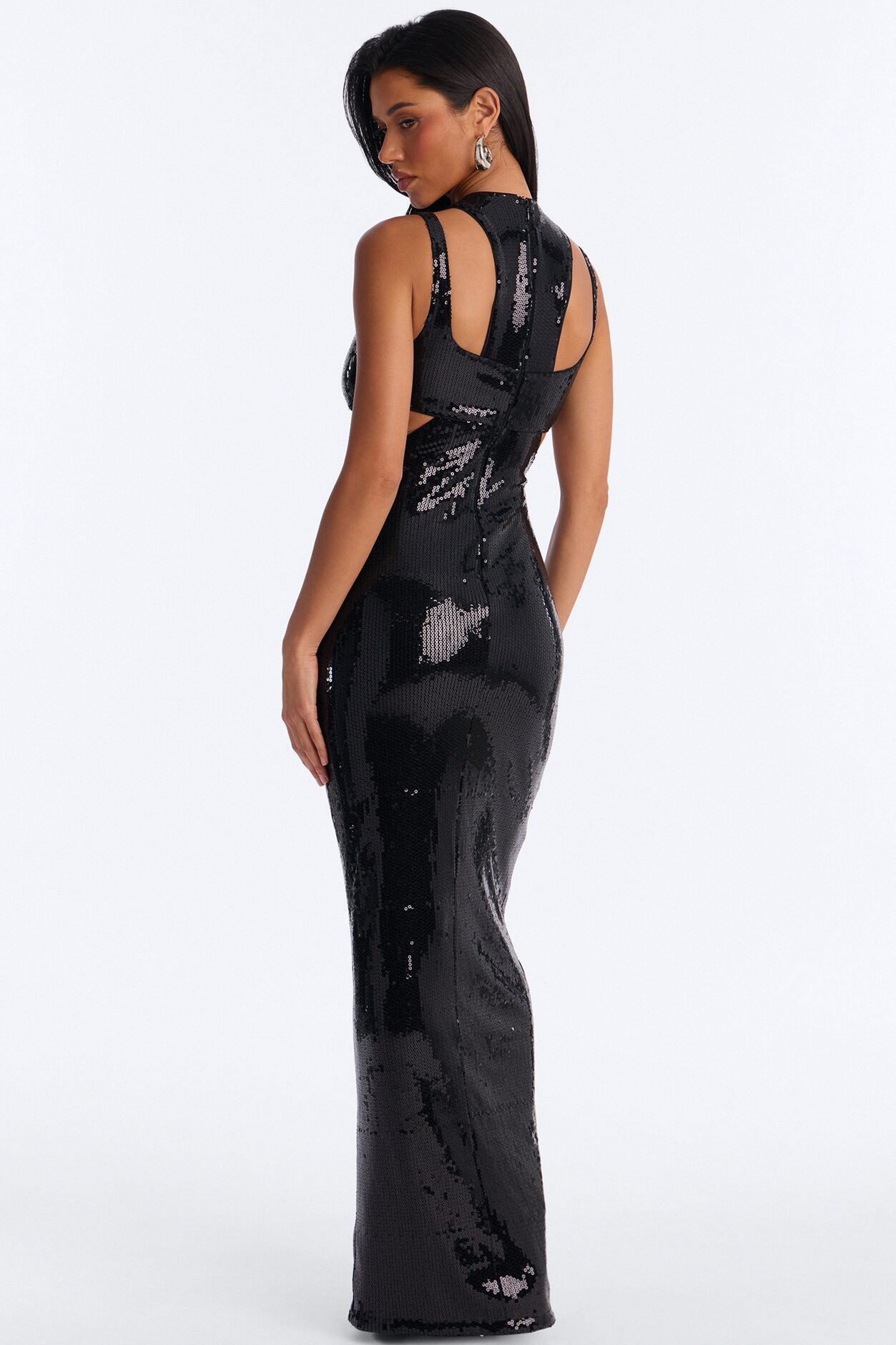 Easy On The Eyes Sequin Maxi Dress - Black