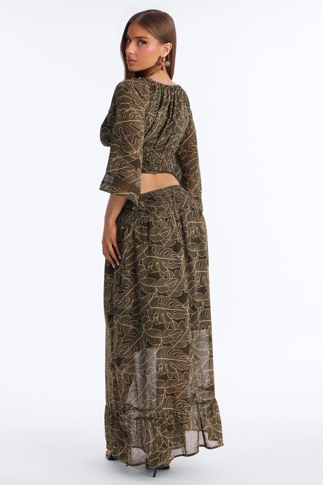 Palm Hours Skirt Set - Olive/combo