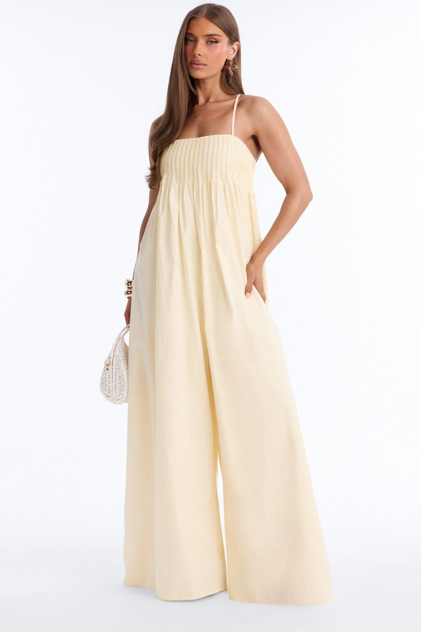 Tate Poplin Wide Leg Jumpsuit - Yellow