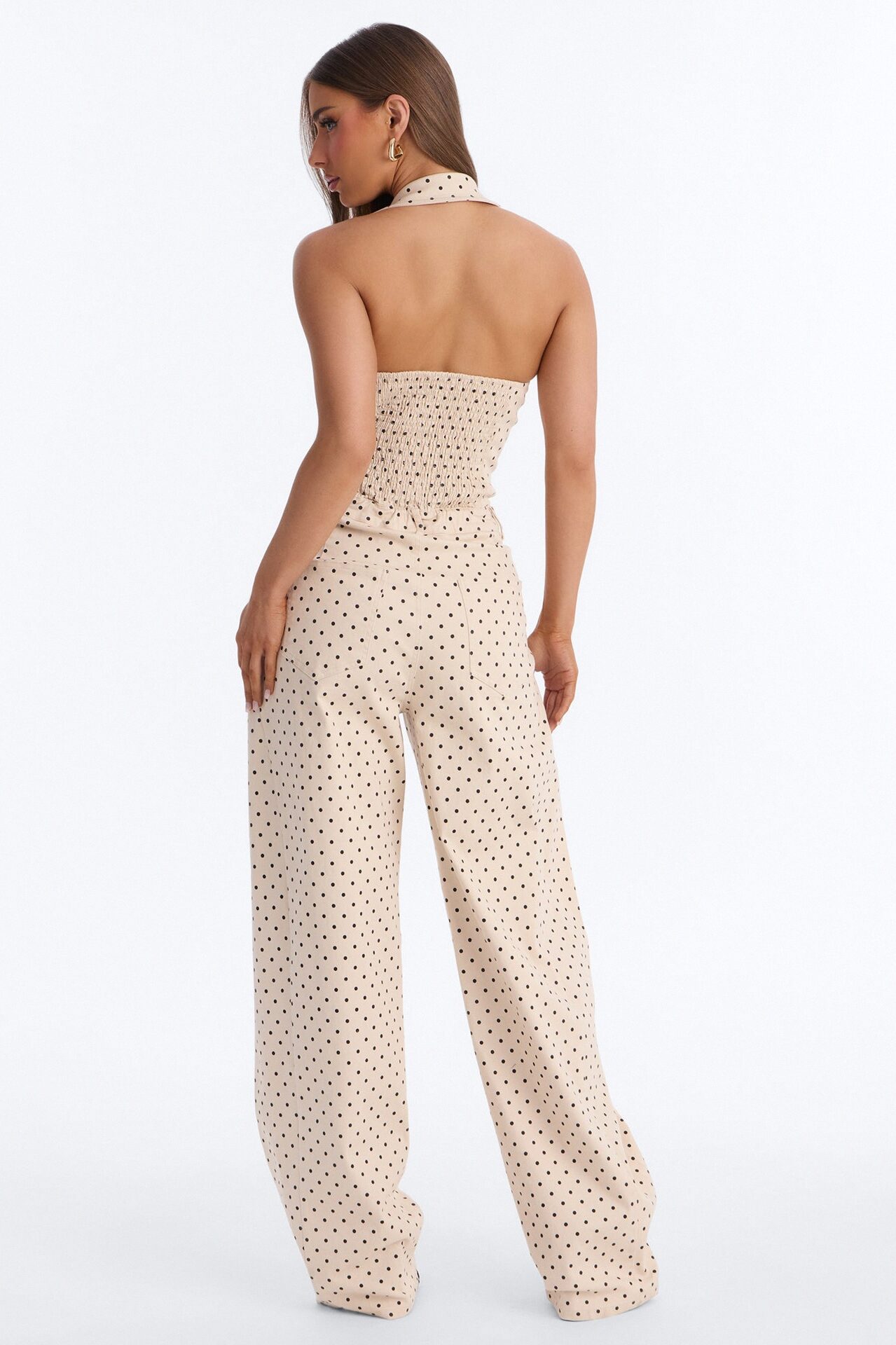 Bella Polka Dot Barrel Jumpsuit - Cream