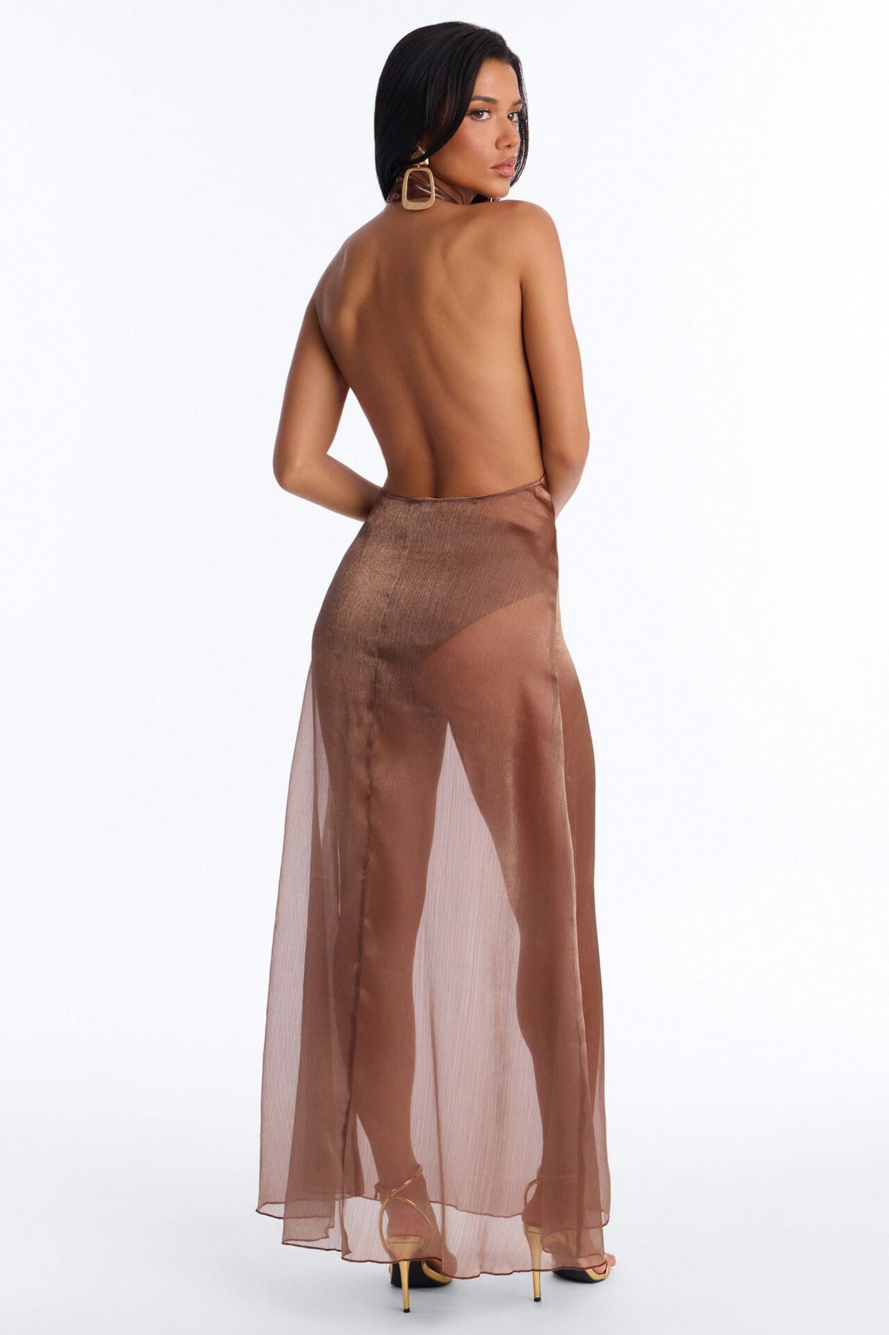 Kate Organza Backless Maxi Dress - Bronze