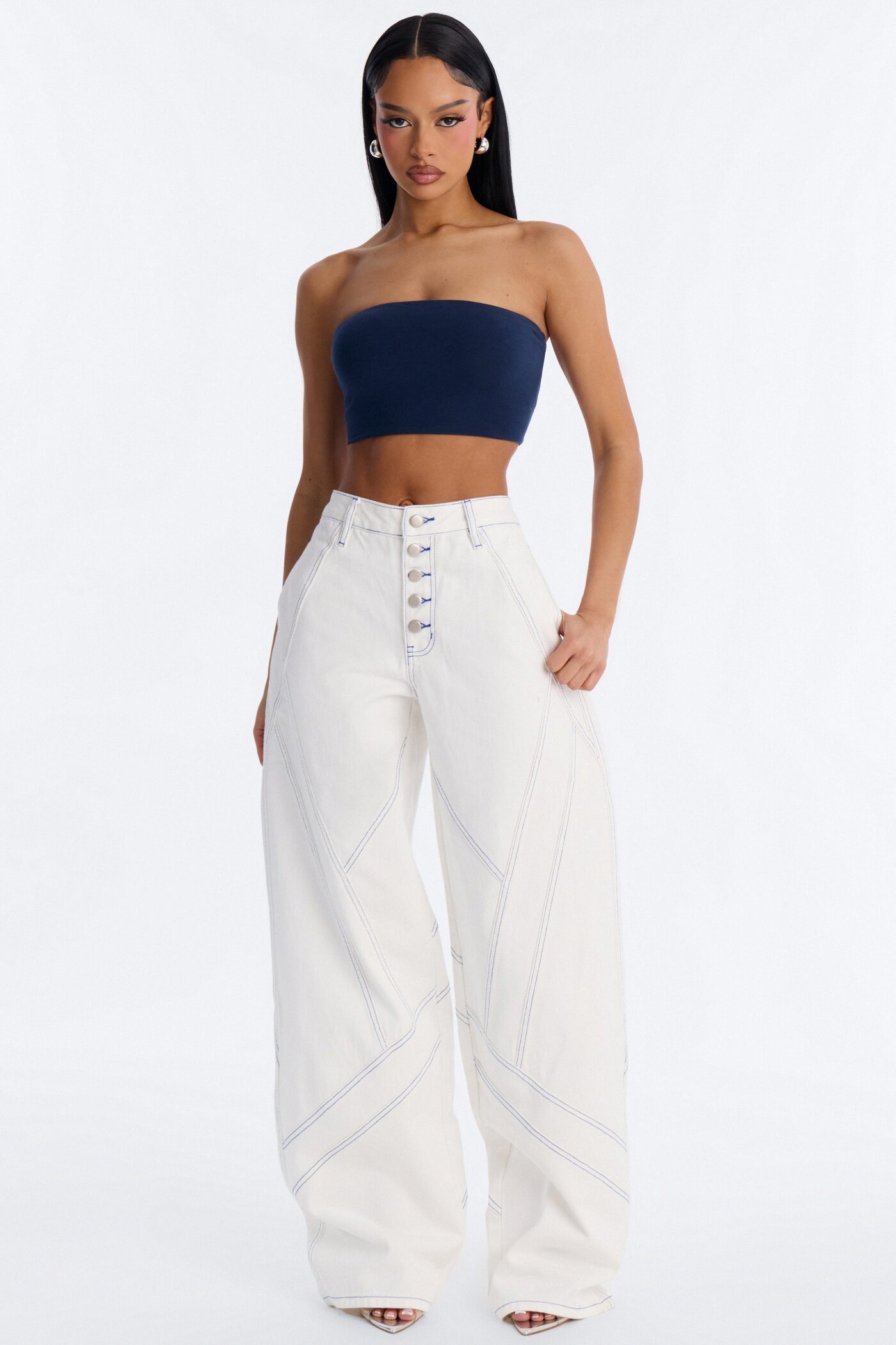 All American Sweetheart Non Stretch Buttonfly Jeans - White
