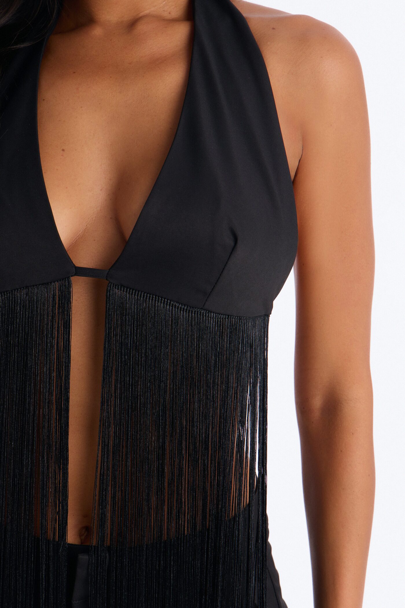 Callie Fringe Pant Set - Black