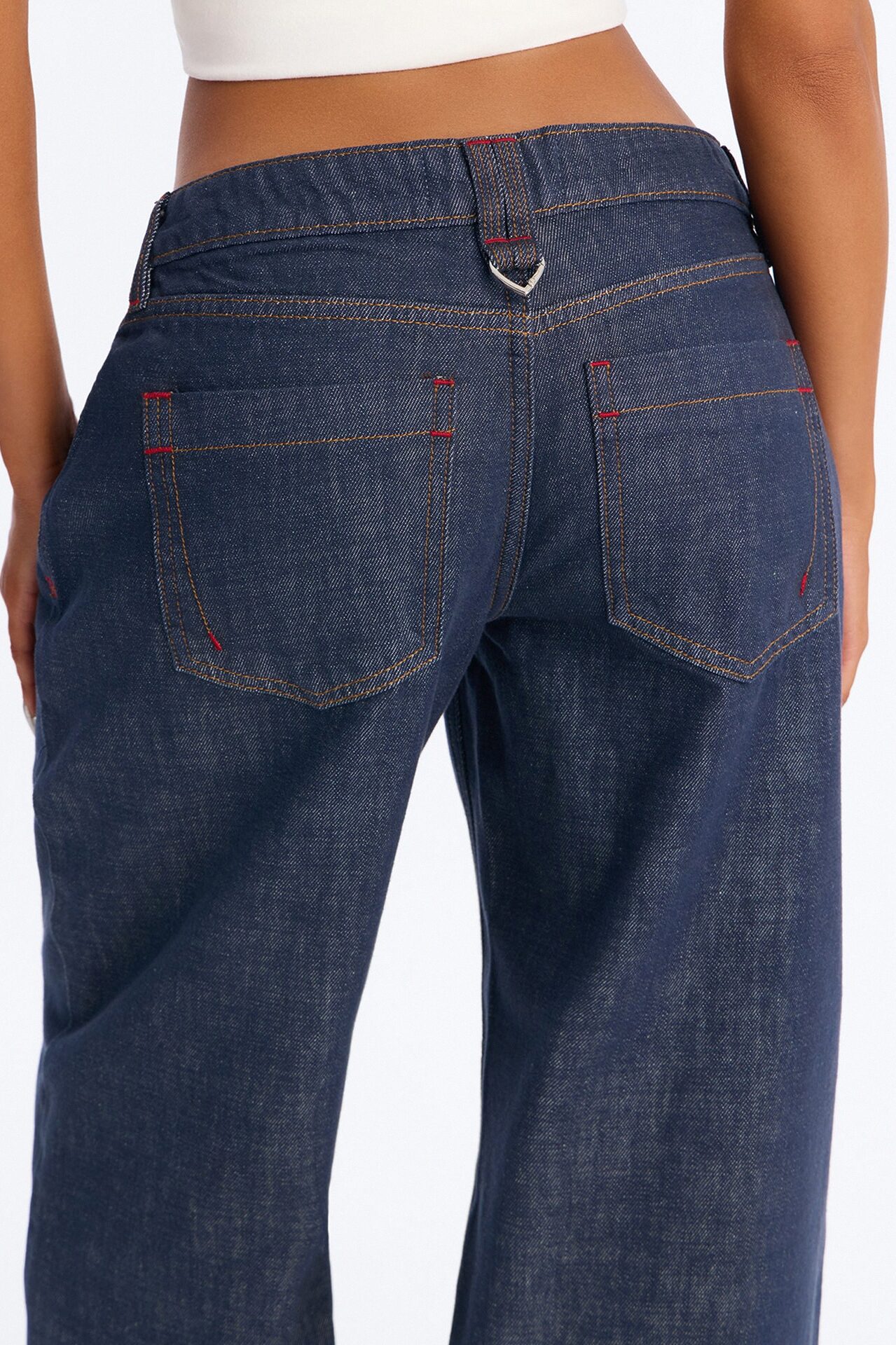 Westside Low Rise Non Stretch Wide Leg Jeans - Dark Denim