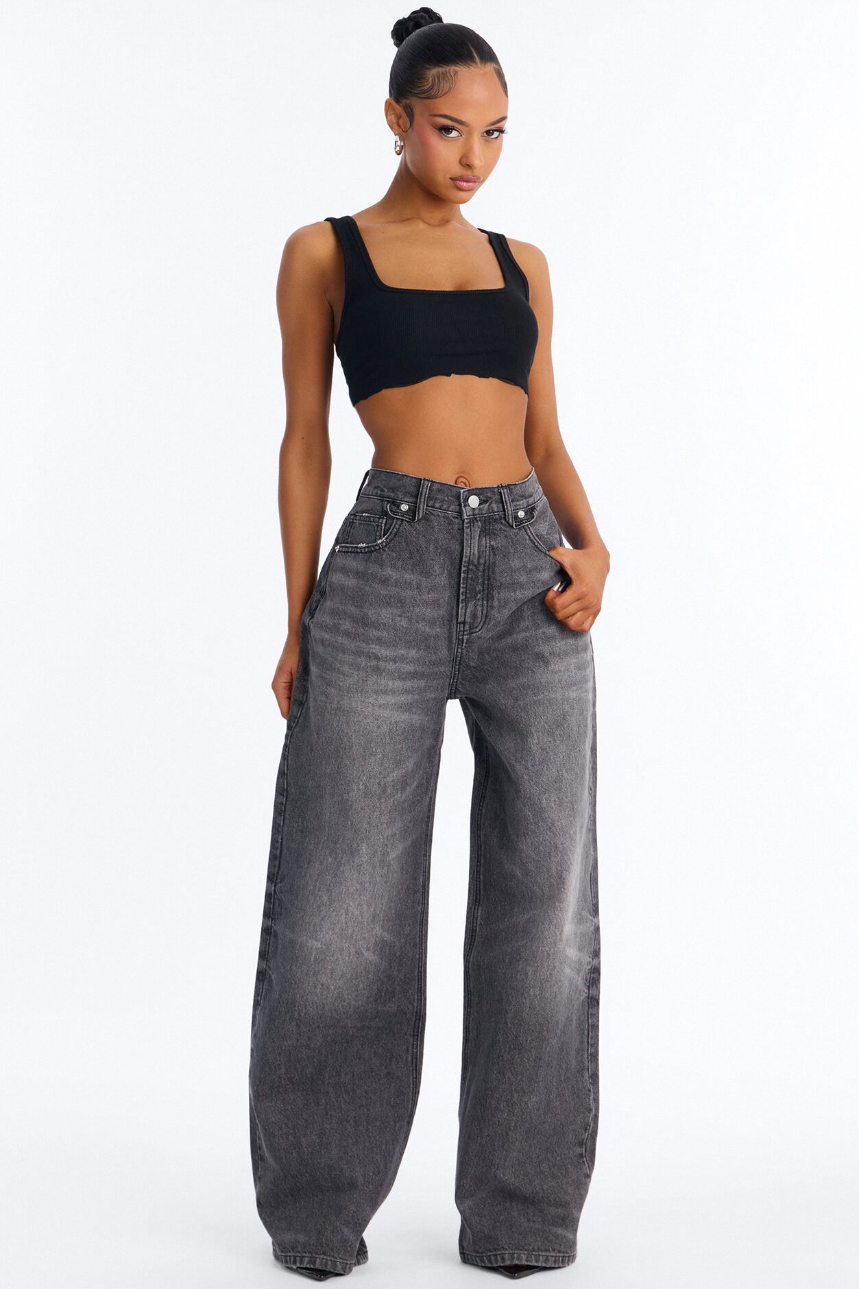 Bet On Me Baggy Everyday Wide Leg Jeans - Black Wash