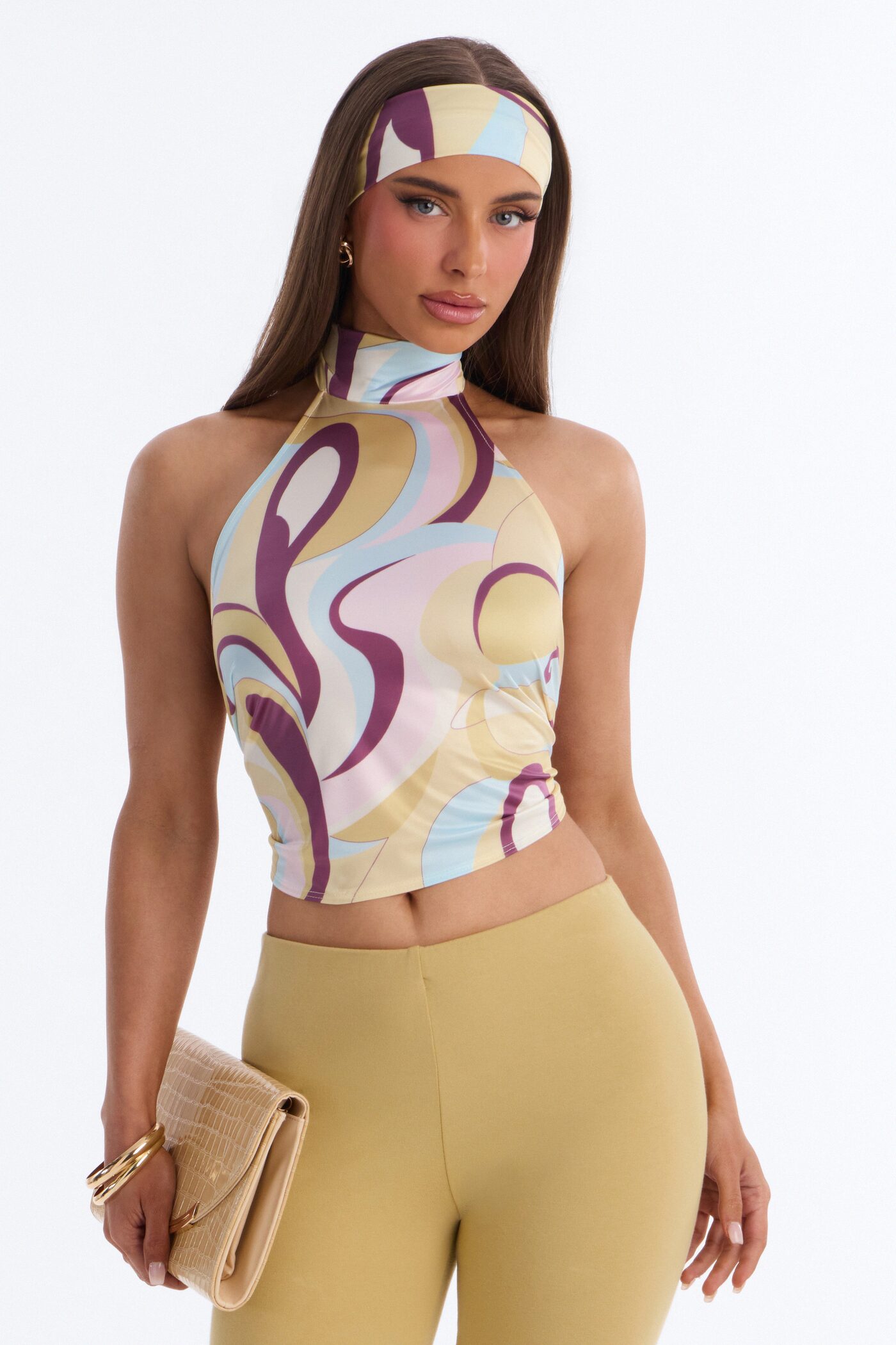 Euro Escape 2 Piece Headband and Halter Top - Yellow/combo
